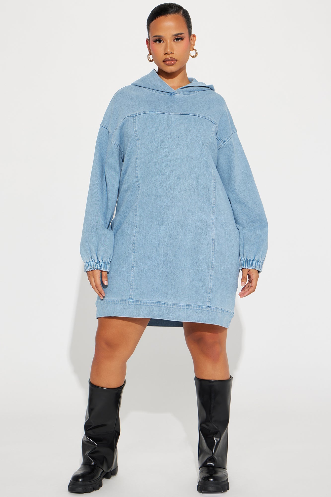 Dani Denim Sweatshirt Mini Dress - Blue