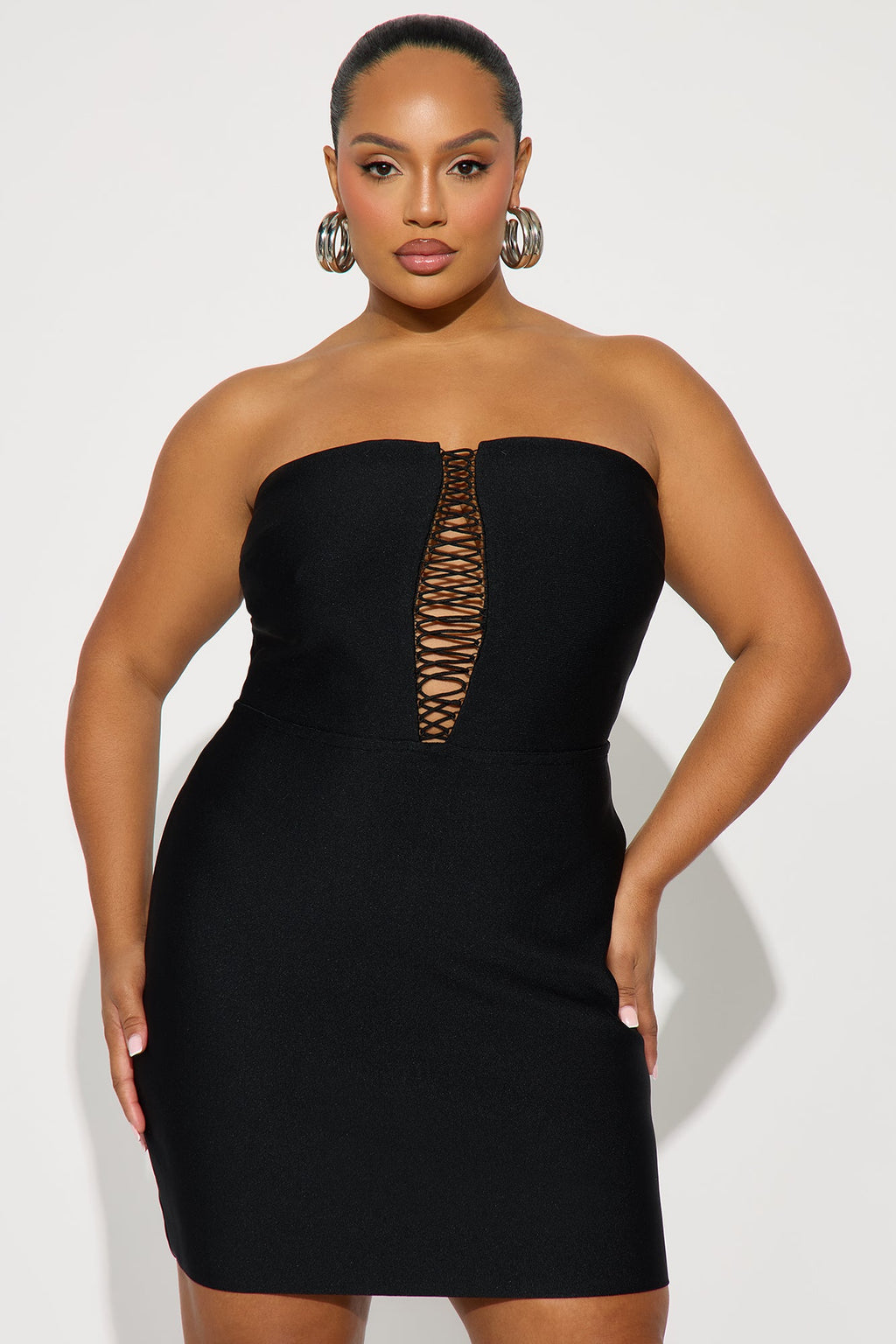 Lettie Lace Up Bandage Mini Dress - Black