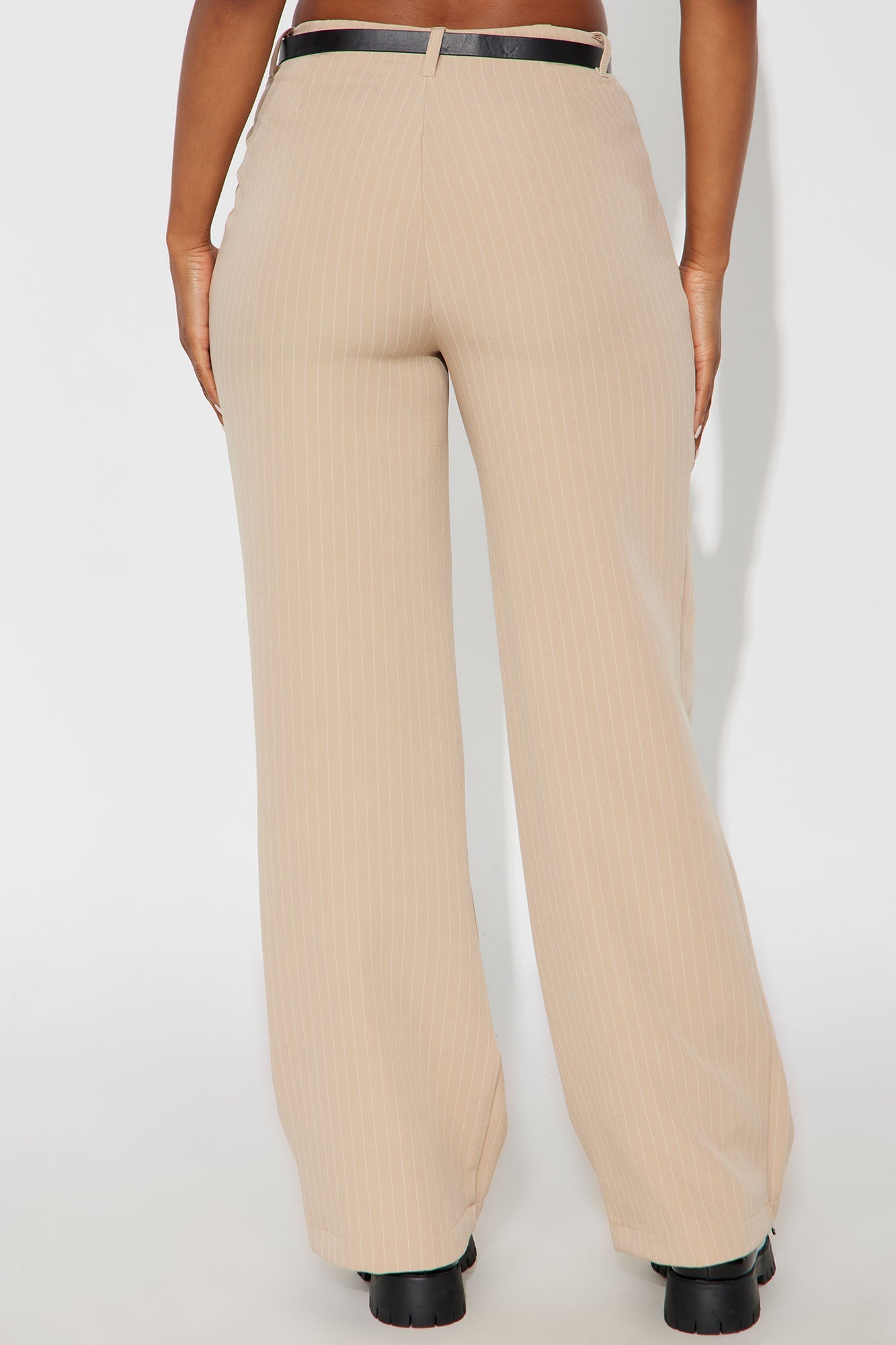 Make A Statement Belted Pinstripe Trouser Pant 31.5 - Beige