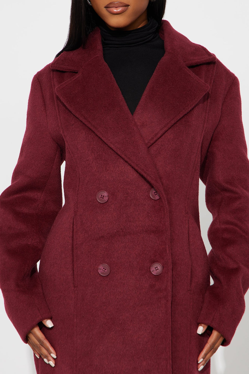 Melonie Wool Trench Coat - Wine