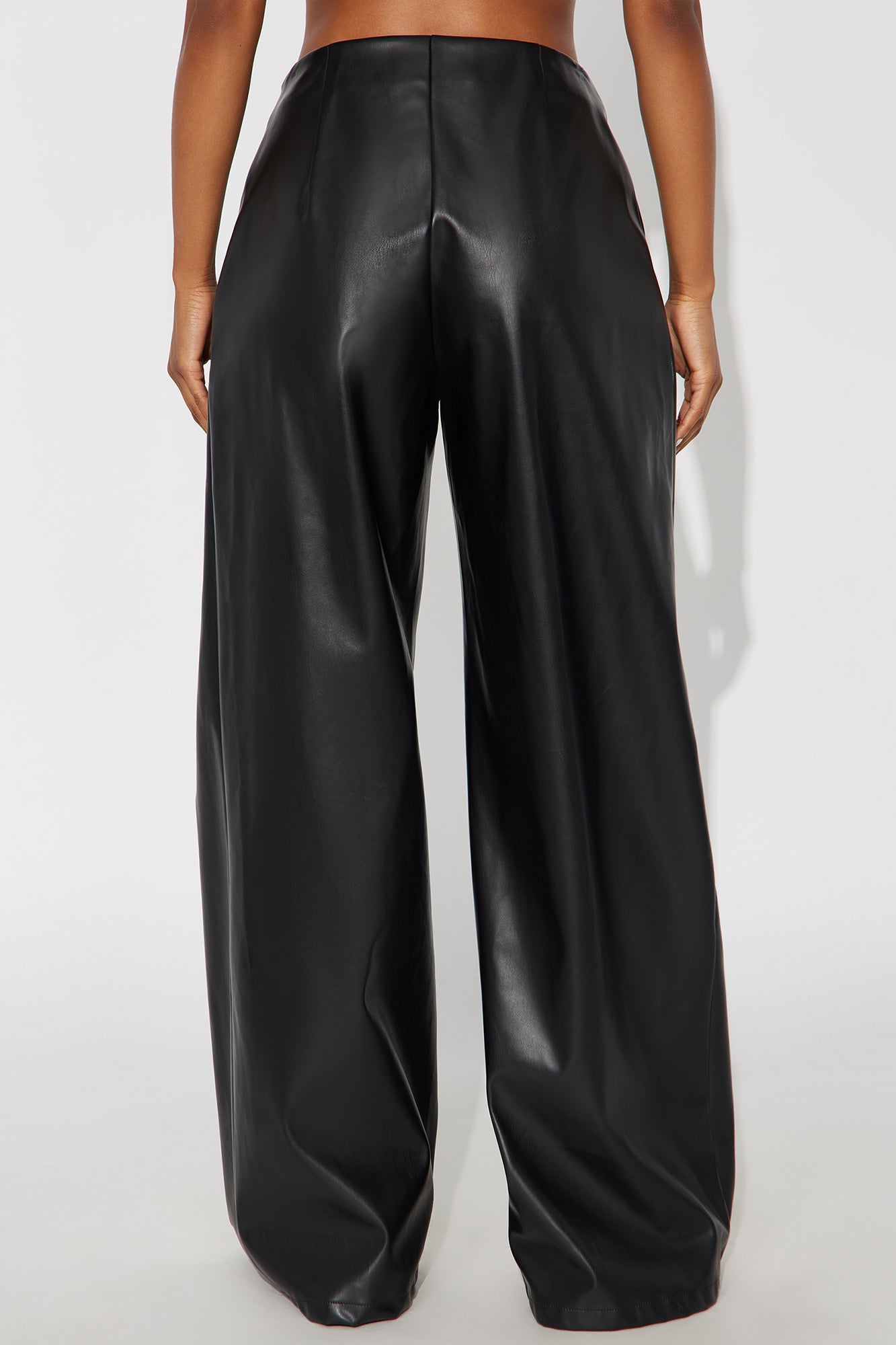 Mindful Thoughts Faux Leather Wide Leg Pant 33 - Black