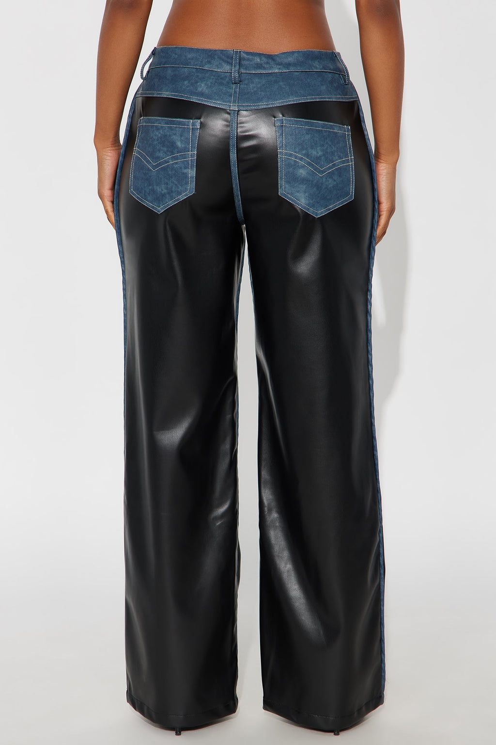 Caught In The Moment Faux Leather Trim Pant 32 - Black/combo