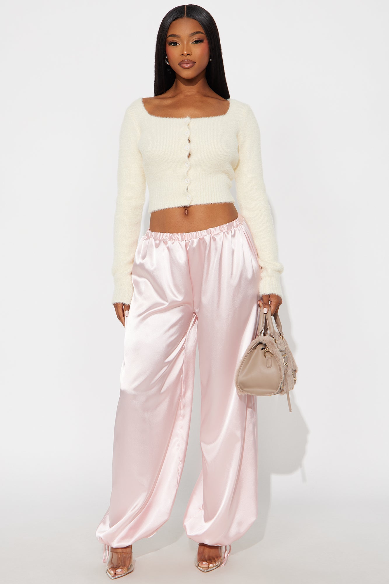 Destinee Satin Balloon Pants 29″ - Blush