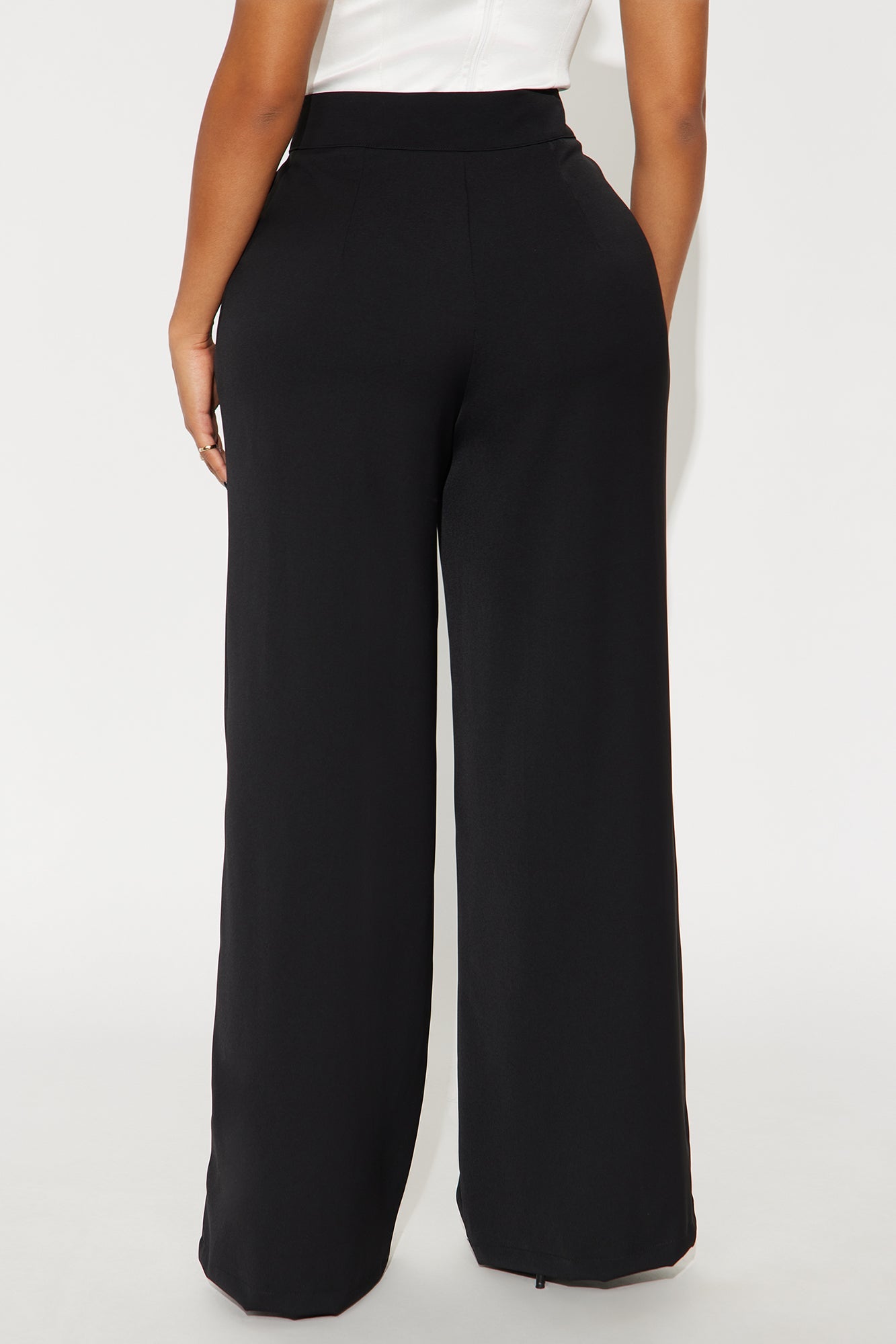 Candice Pleated Wide Leg Trouser Pant 33″ - Black