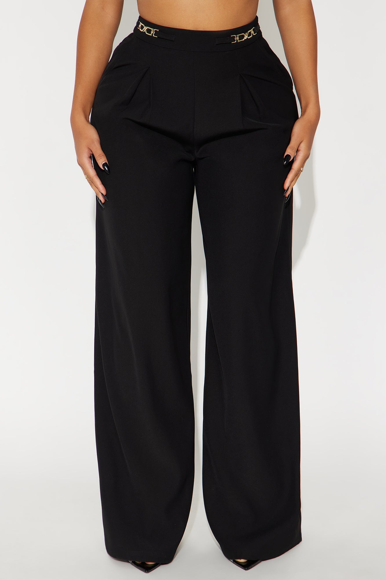 Aleah High Rise Twill Rigid Trouser Pant 33 - Black