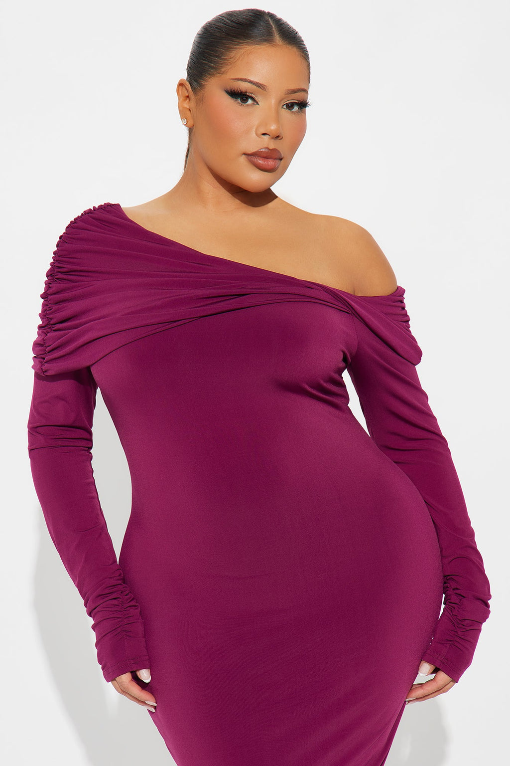 Dasha Draped Midi Dress - Wine