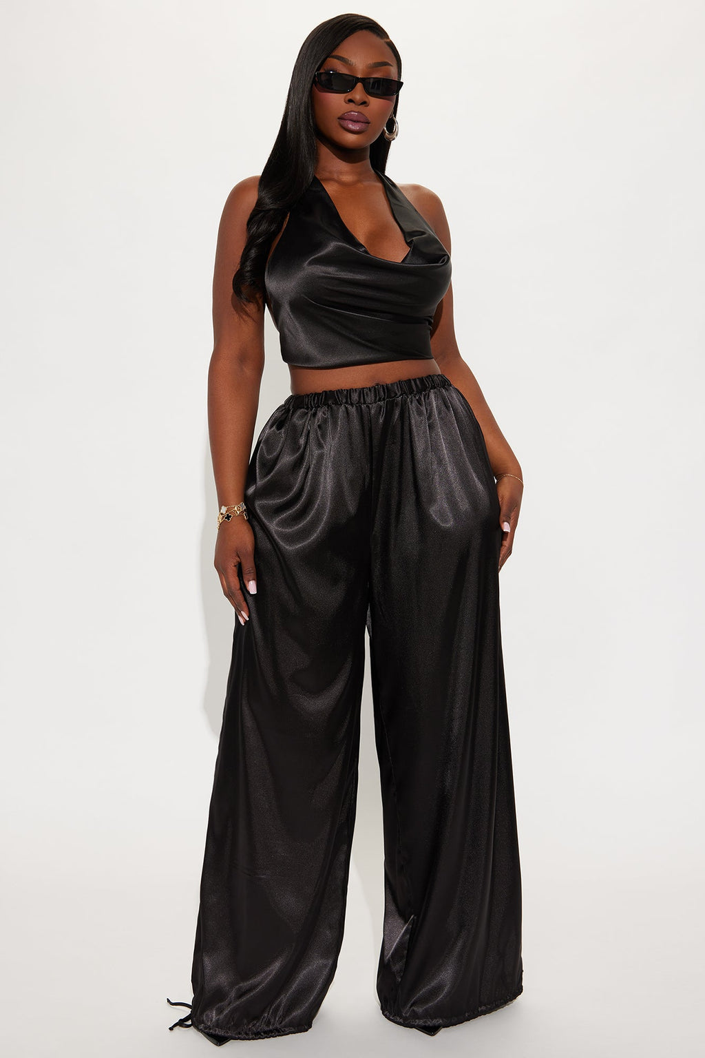 Destinee Satin Balloon Pants 29″ - Black