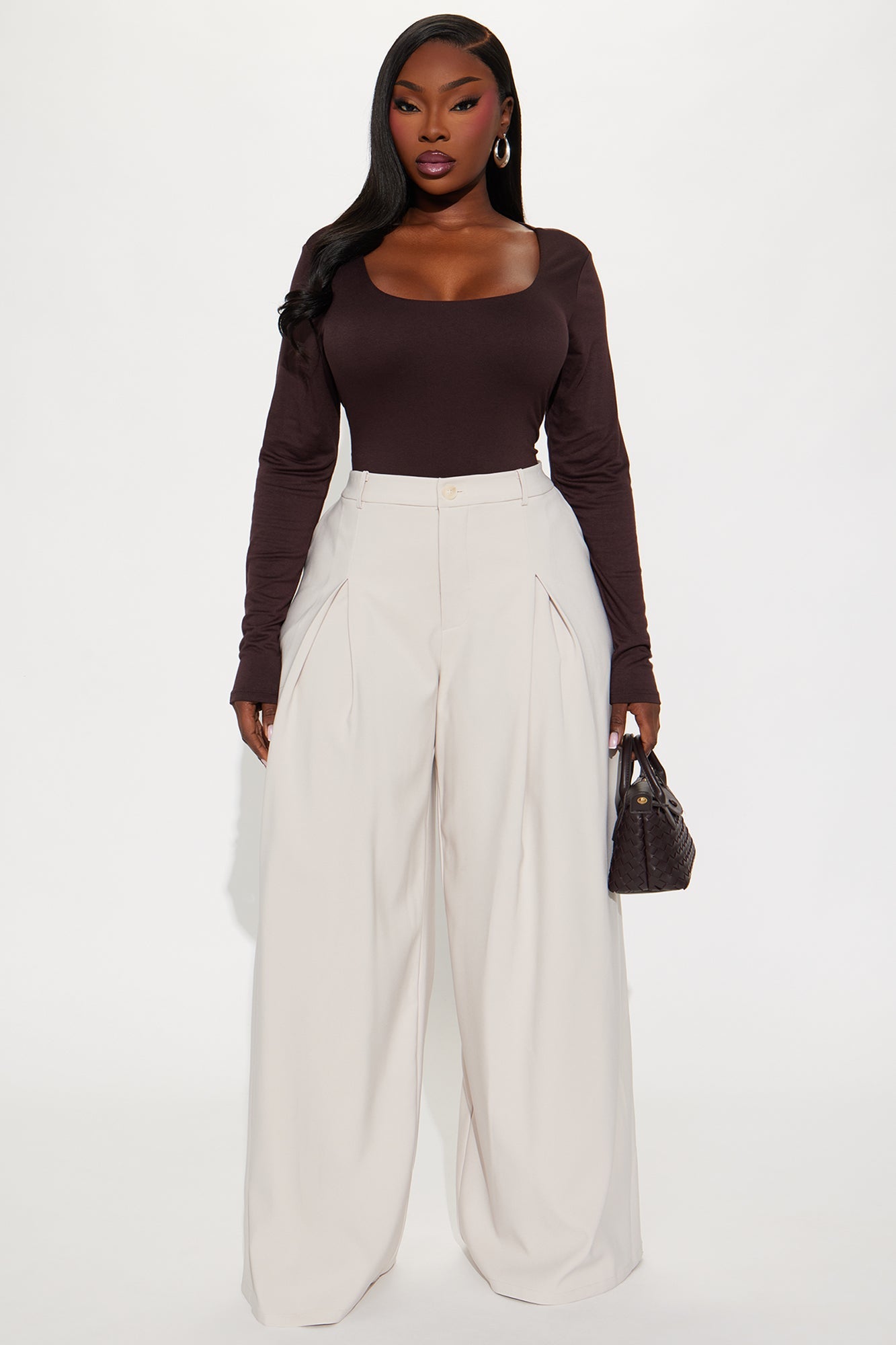Karianna Crepe Woven Wide Leg Pant 33 - Stone