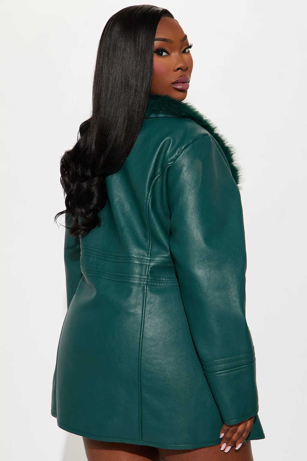 After Hour Faux Leather Coat - Hunter 