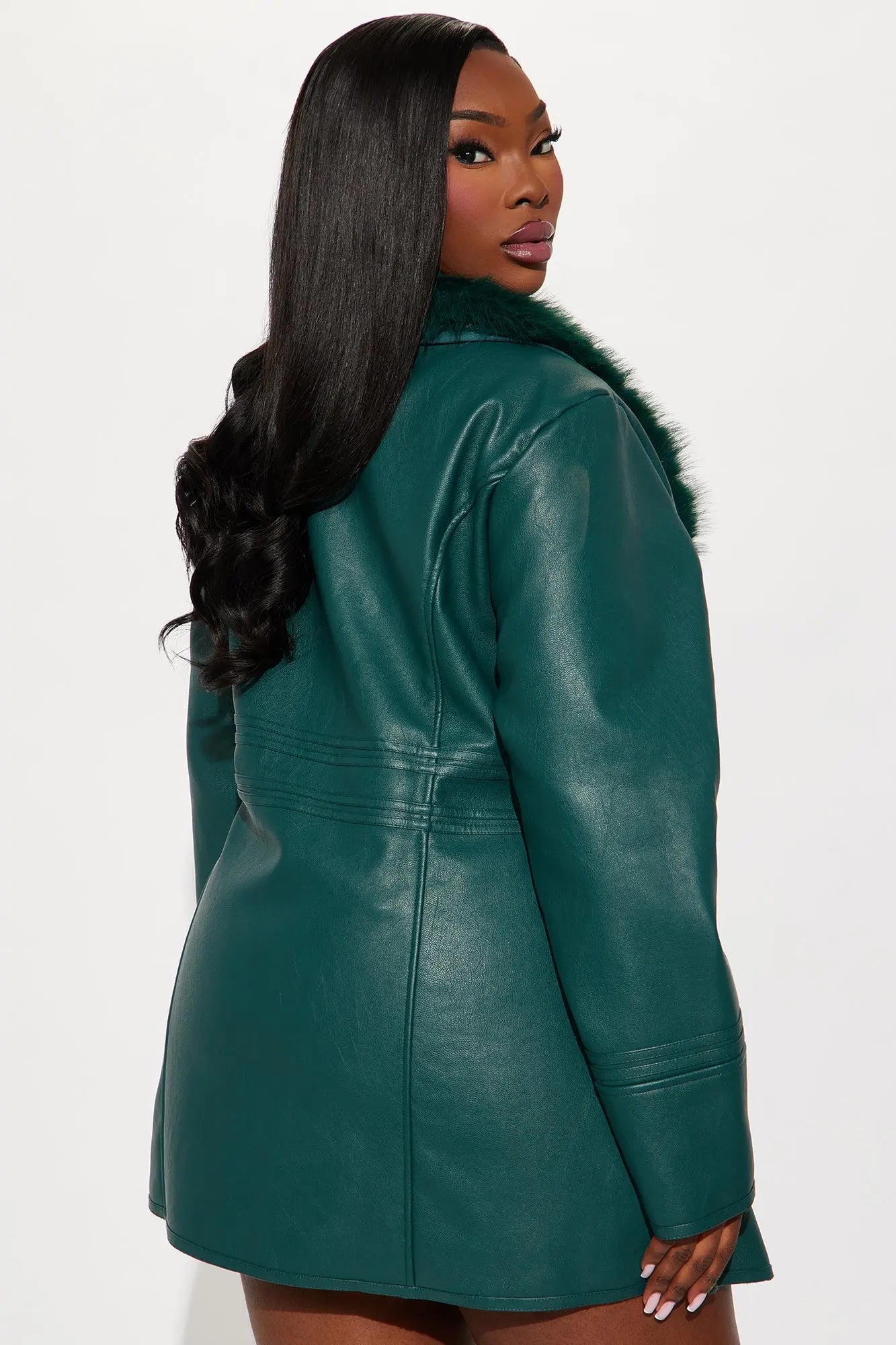 After Hour Faux Leather Coat - Hunter 
