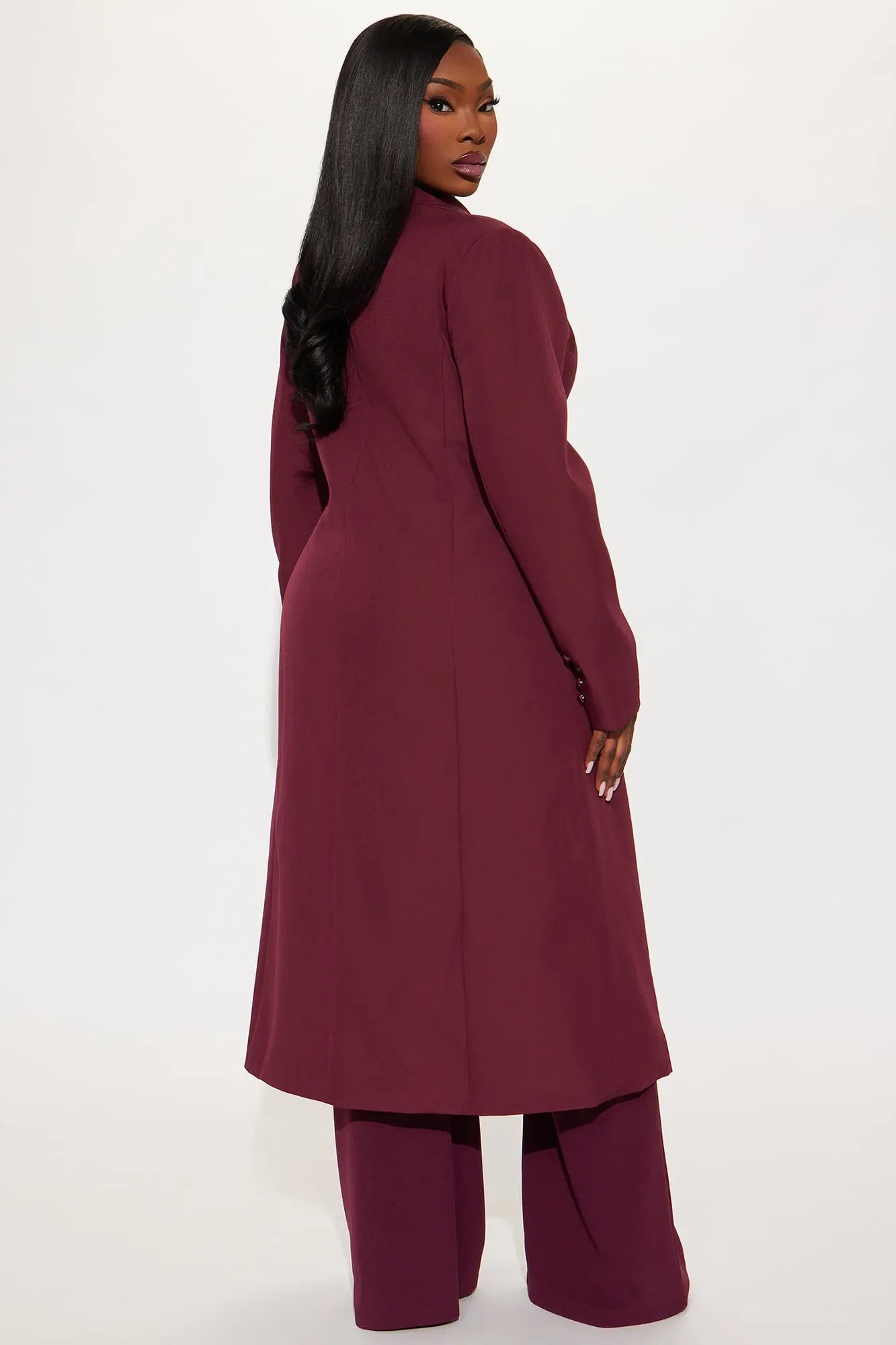 Midnight Dapper Long Coat - Burgundy 