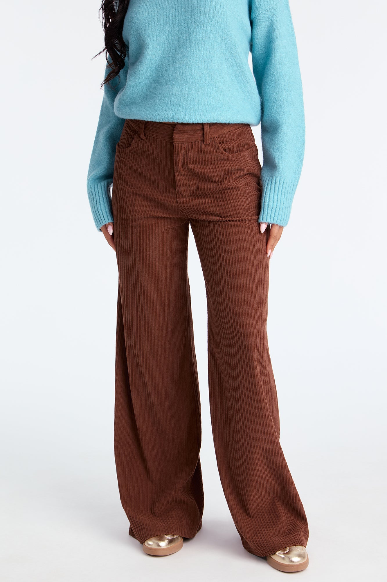 Golden Hour Groove Wide Leg Corduroy Pant 33 - Brown