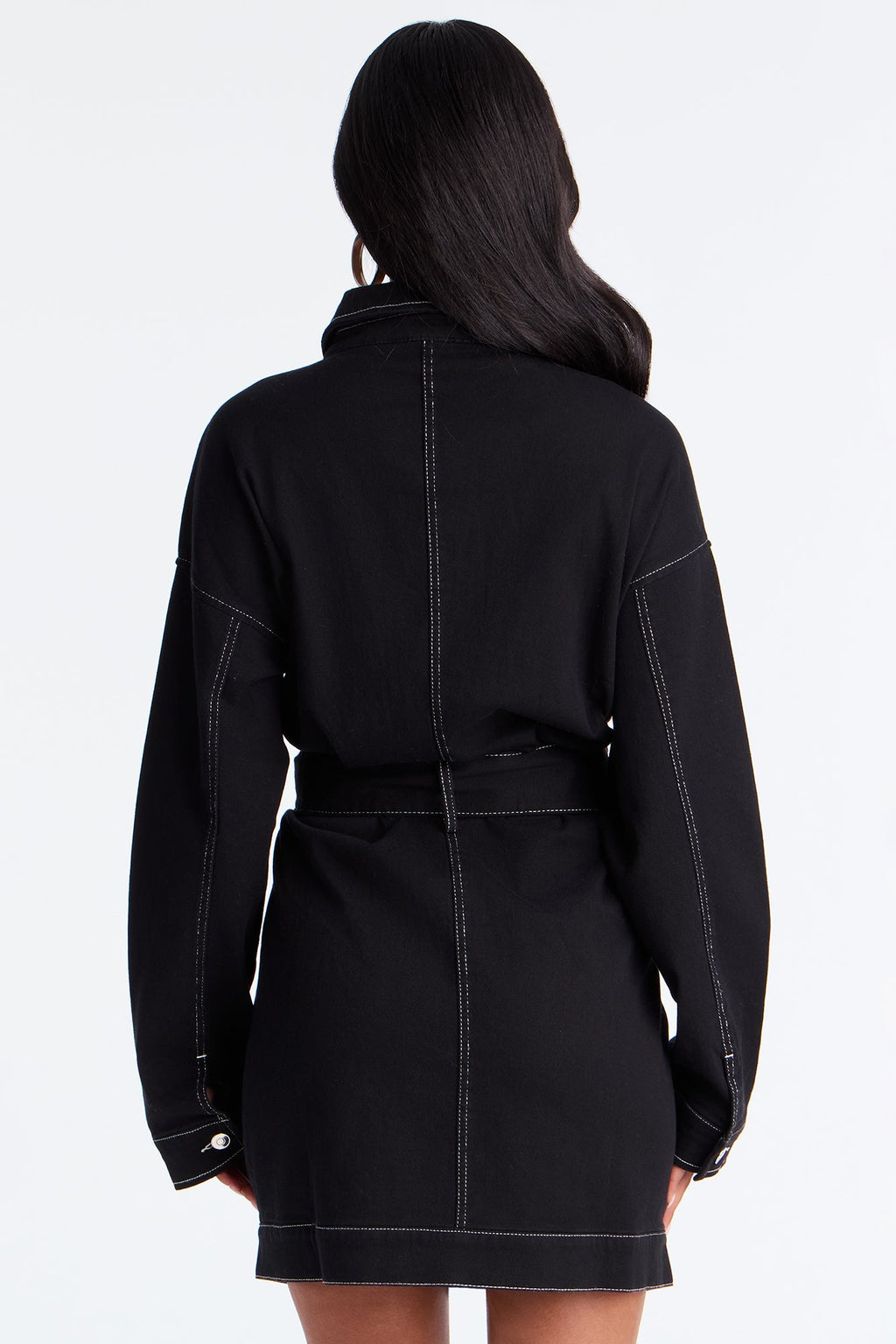 Tall Stephanie Denim Mini Dress - Black