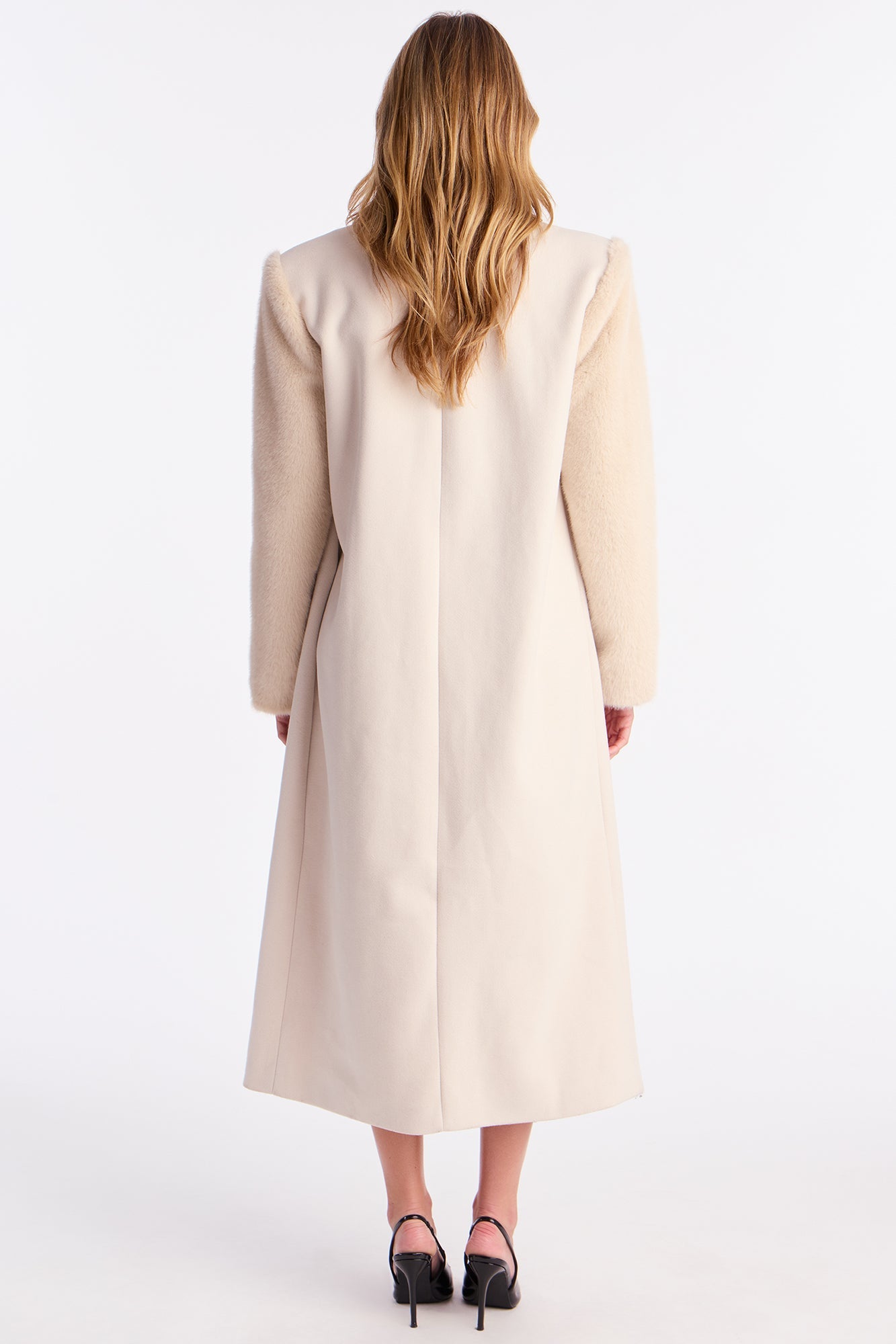 High Society Fur Sleeve Coat - Stone