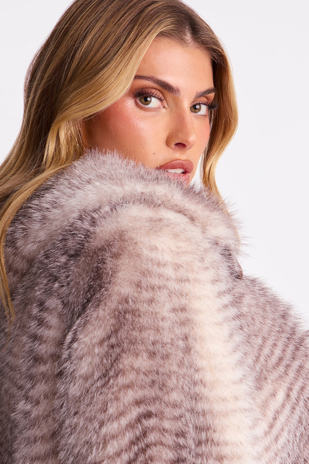 Femme Fatality Animal Print Faux Fur Coat - Brown/combo