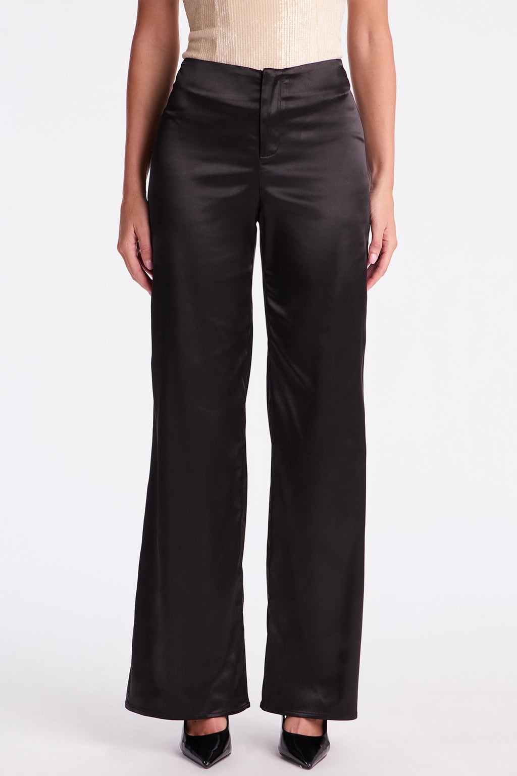 Major Moment Satin Wide Leg Pant 32″ - Black