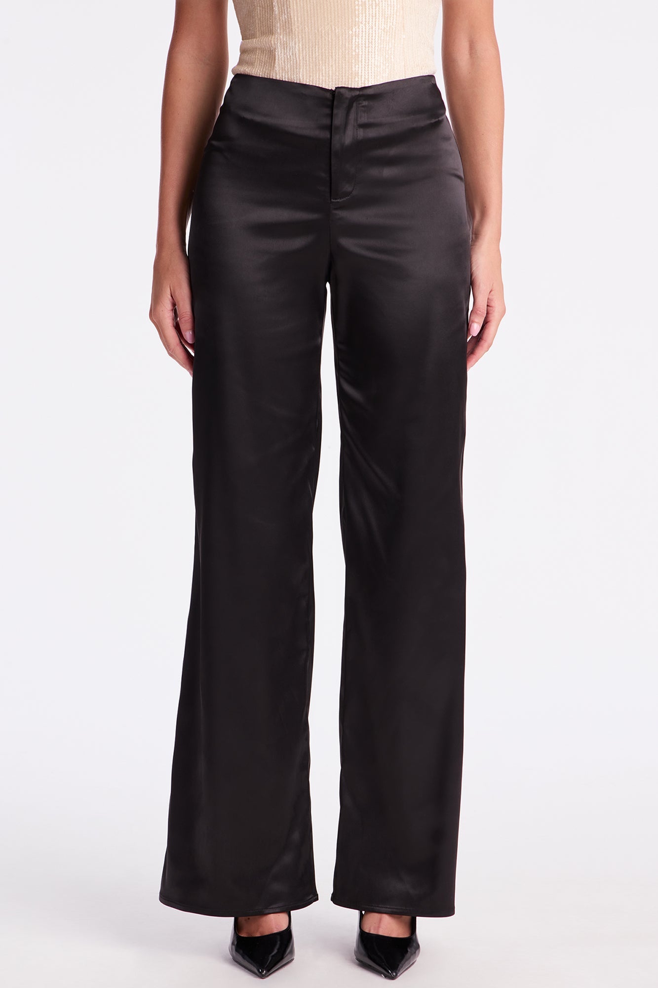 Major Moment Satin Wide Leg Pant 32″ - Black