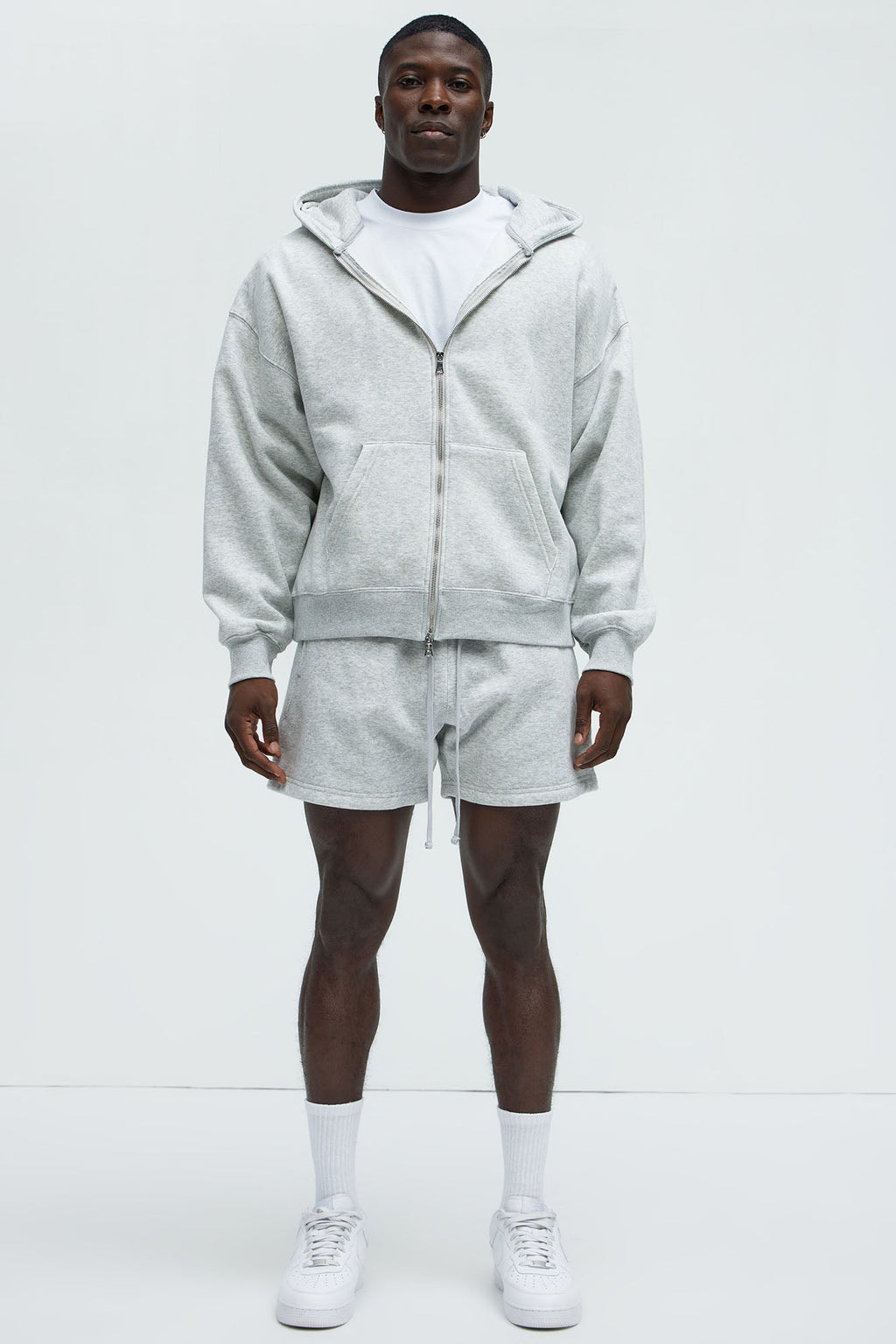 Tyson Oversized Heavyweight Zip Up - Heather Grey
