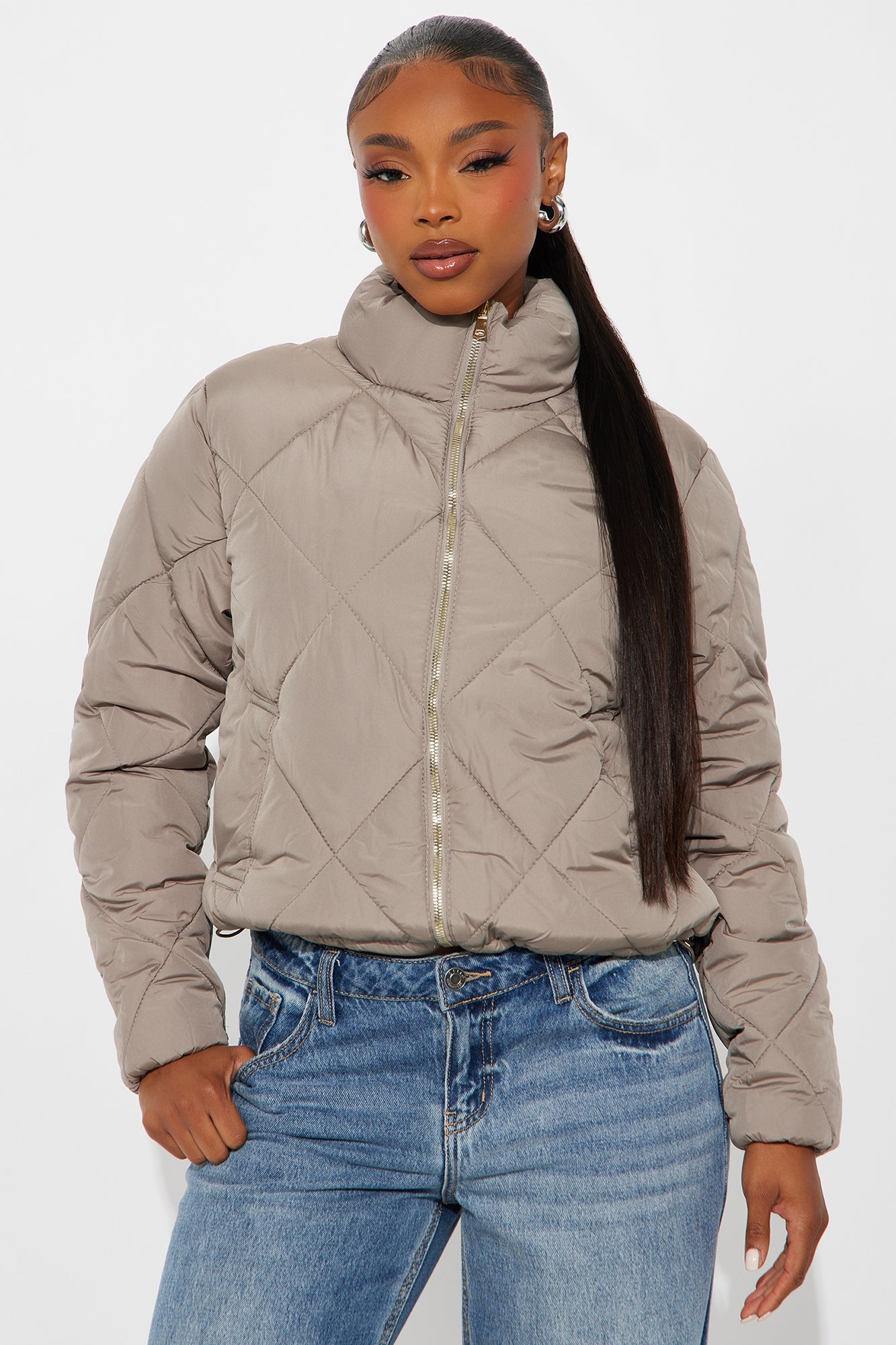 Fireside Talks Quilted Puffer - Khaki