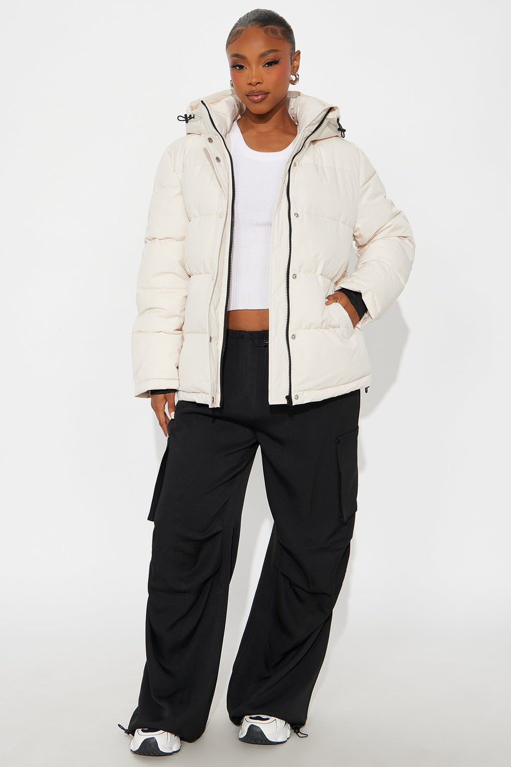 Mountain Edge Nylon Puffer Jacket - Stone