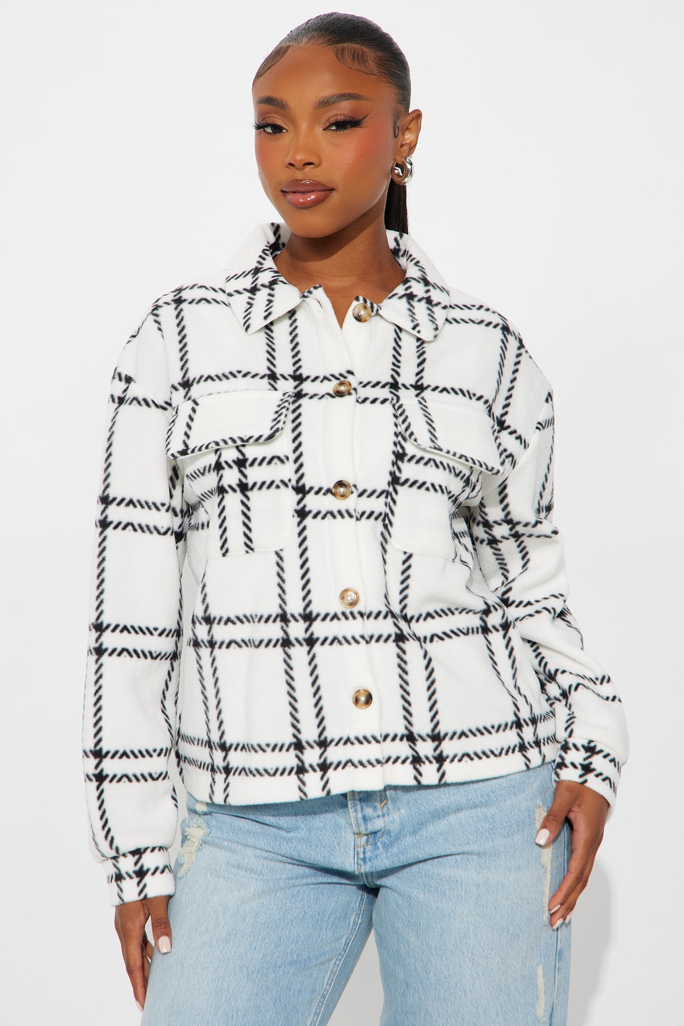 Jessica Plaid Shacket - Black/White