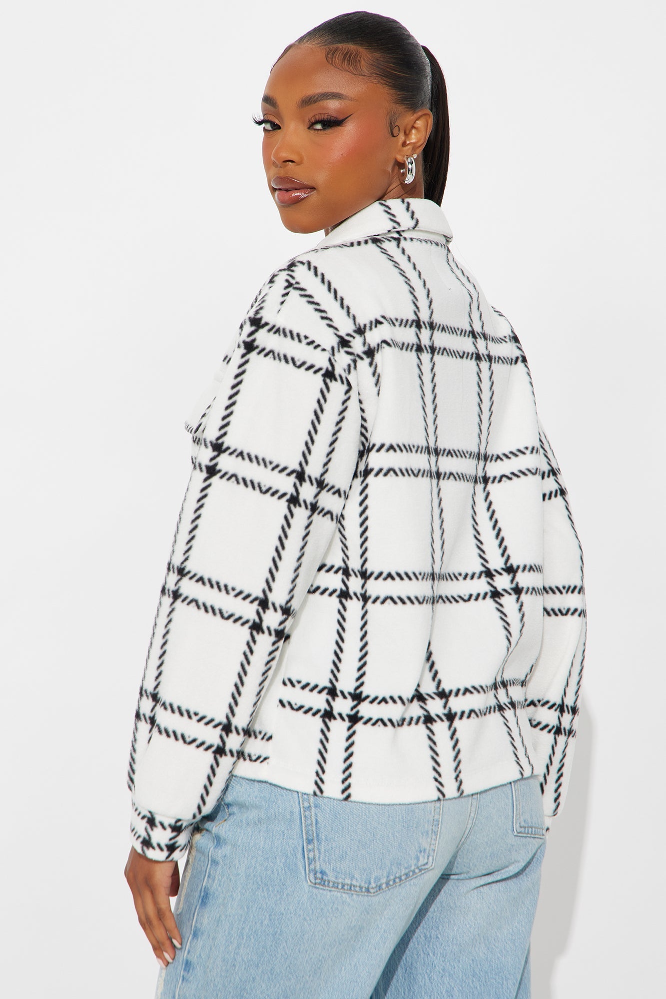 Jessica Plaid Shacket - Black/White