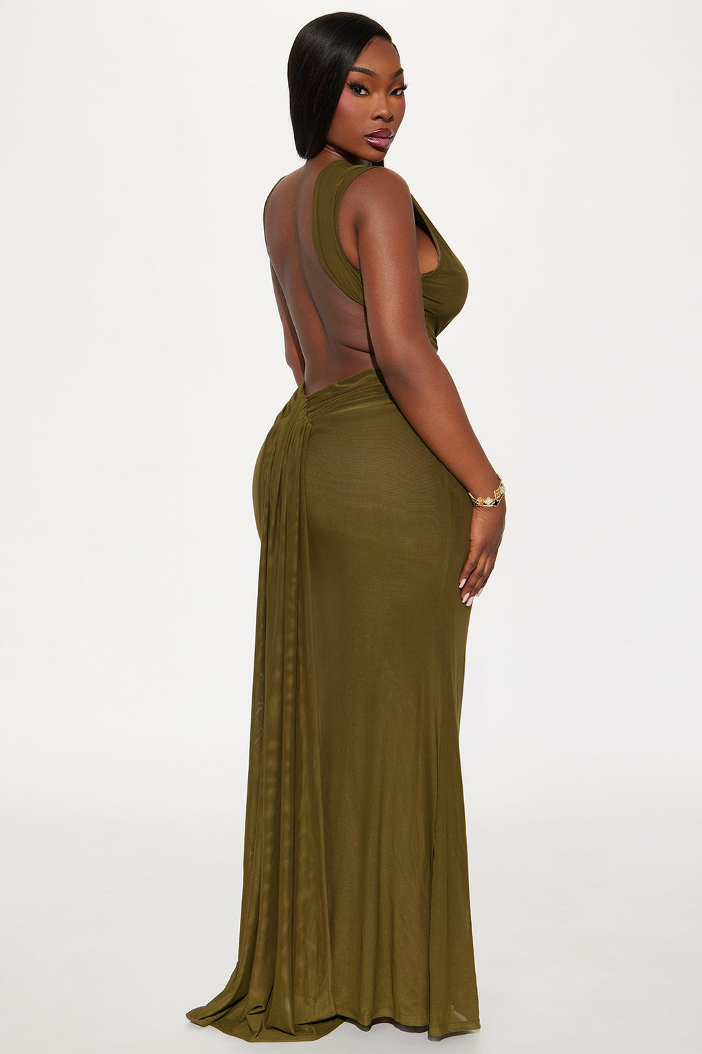 Say My Name Backless Maxi Dress - Olive