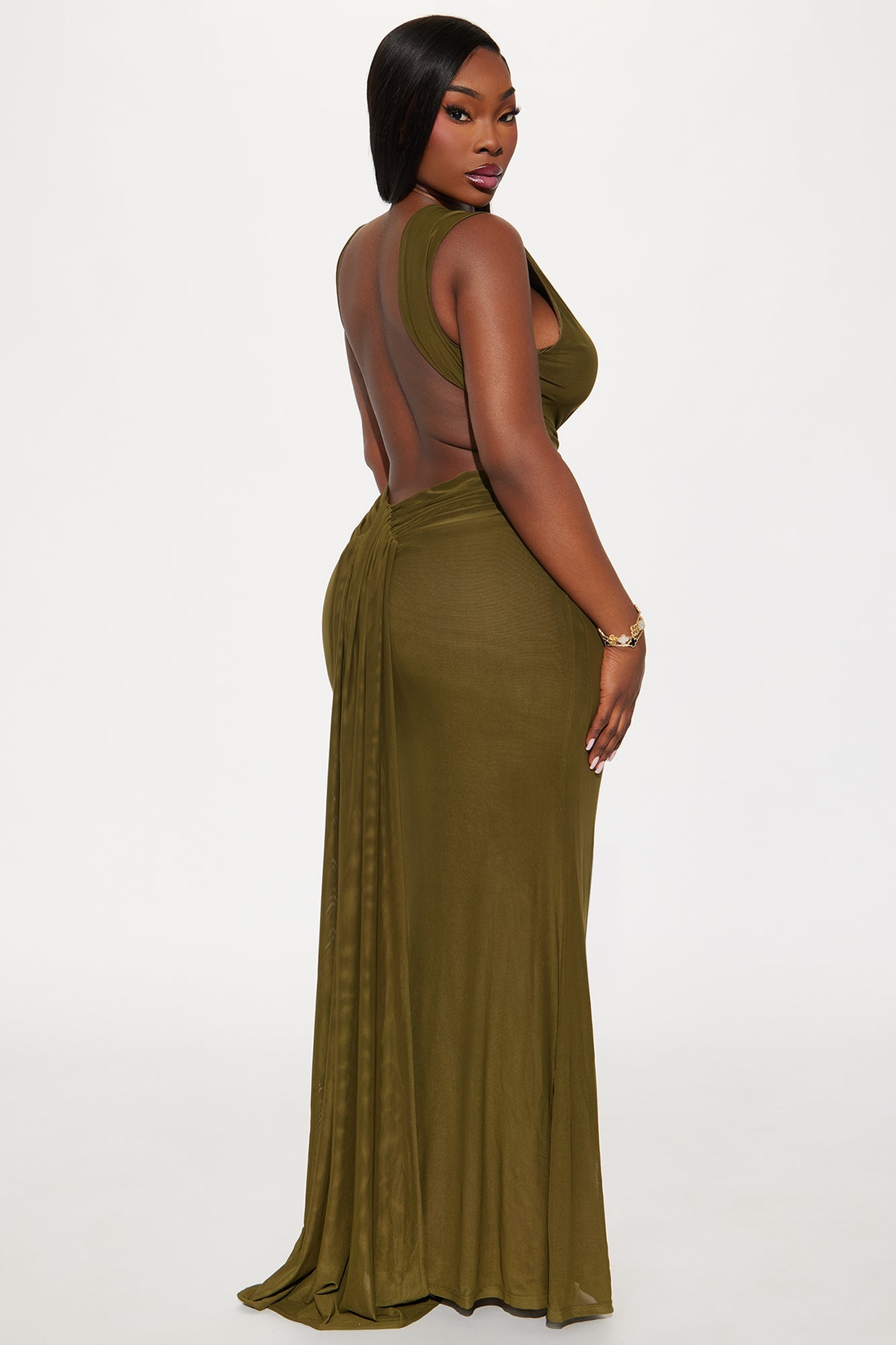 Say My Name Backless Maxi Dress - Olive