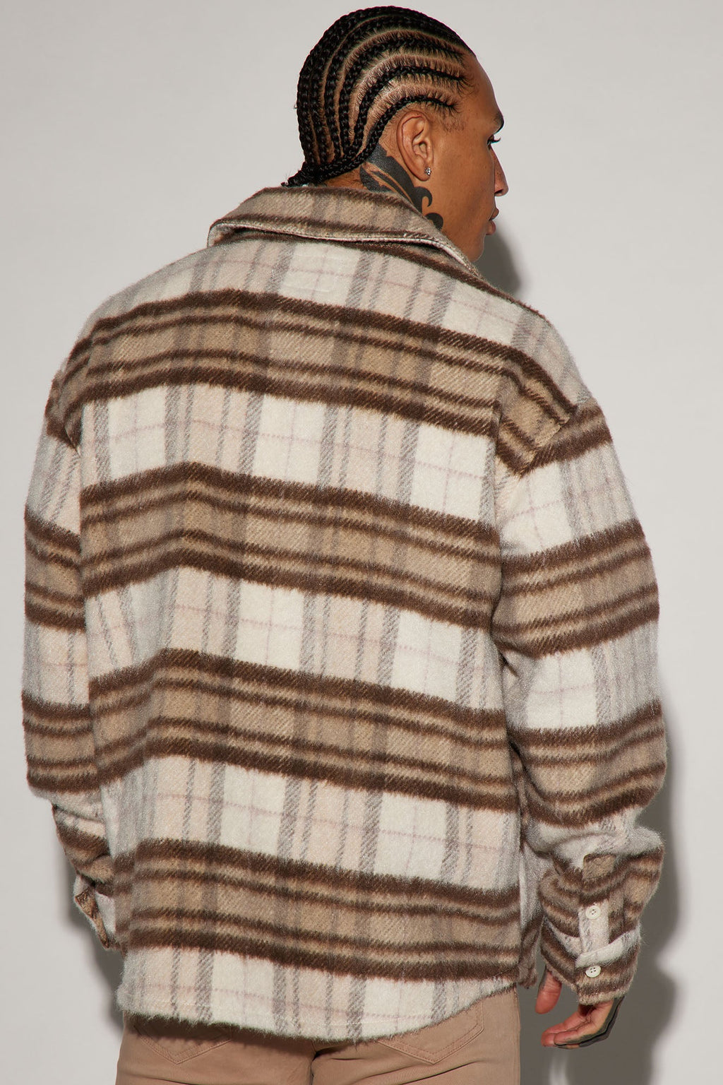 Move Up Plaid Shacket - Cream/combo