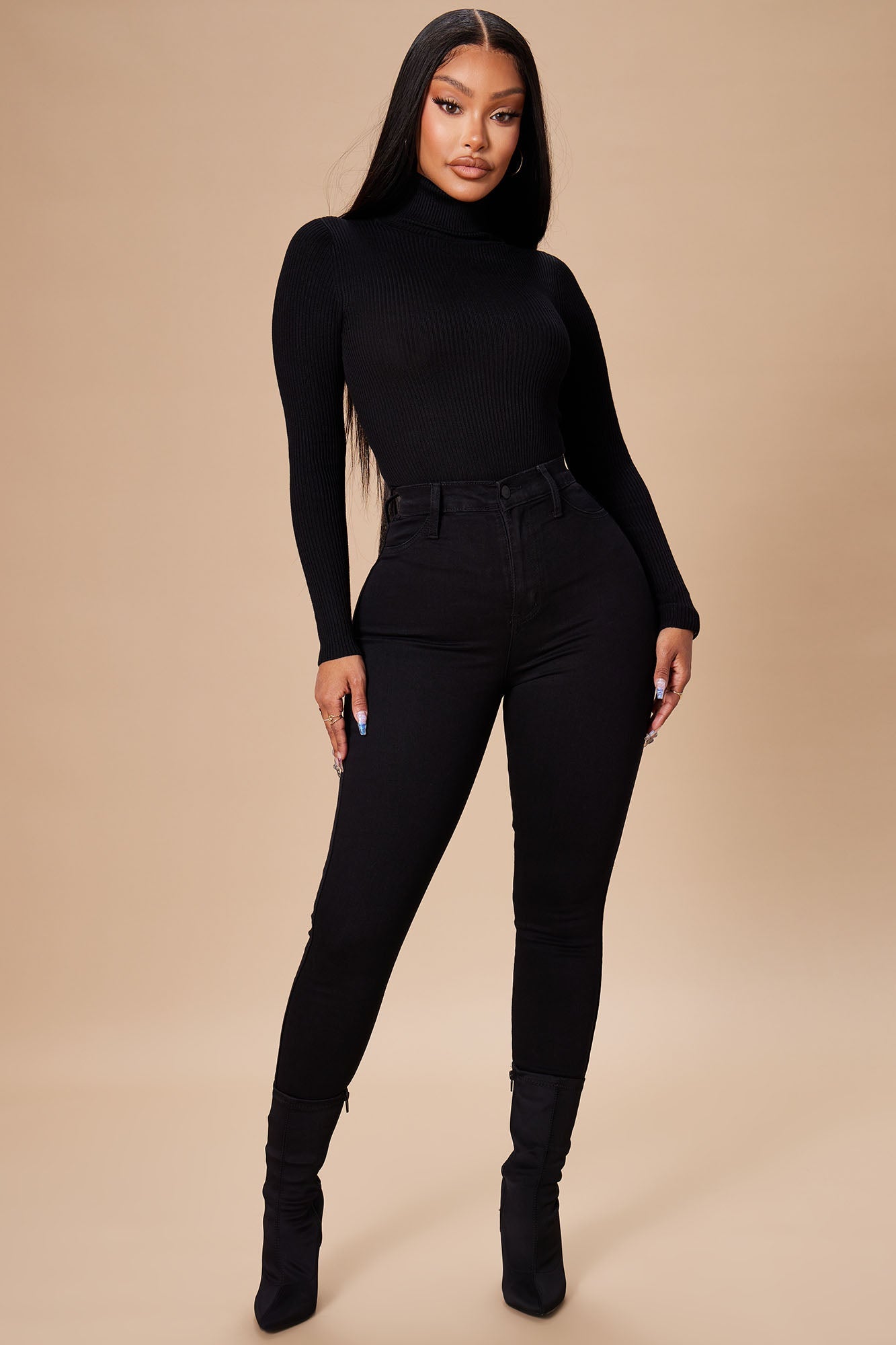 Tara Turtle Neck Sweater - Black