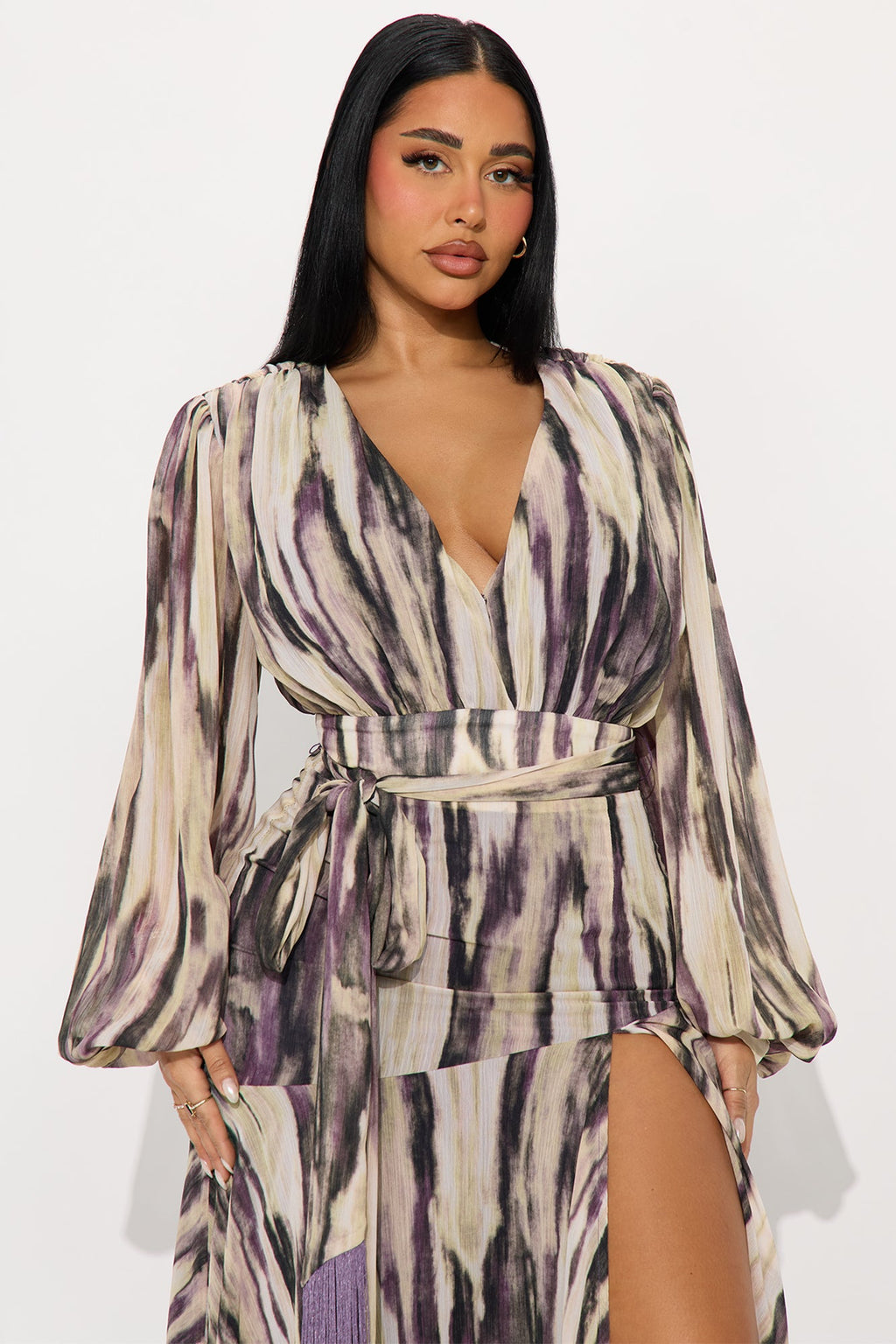 Soft Smile Chiffon Maxi Dress - Brown/combo