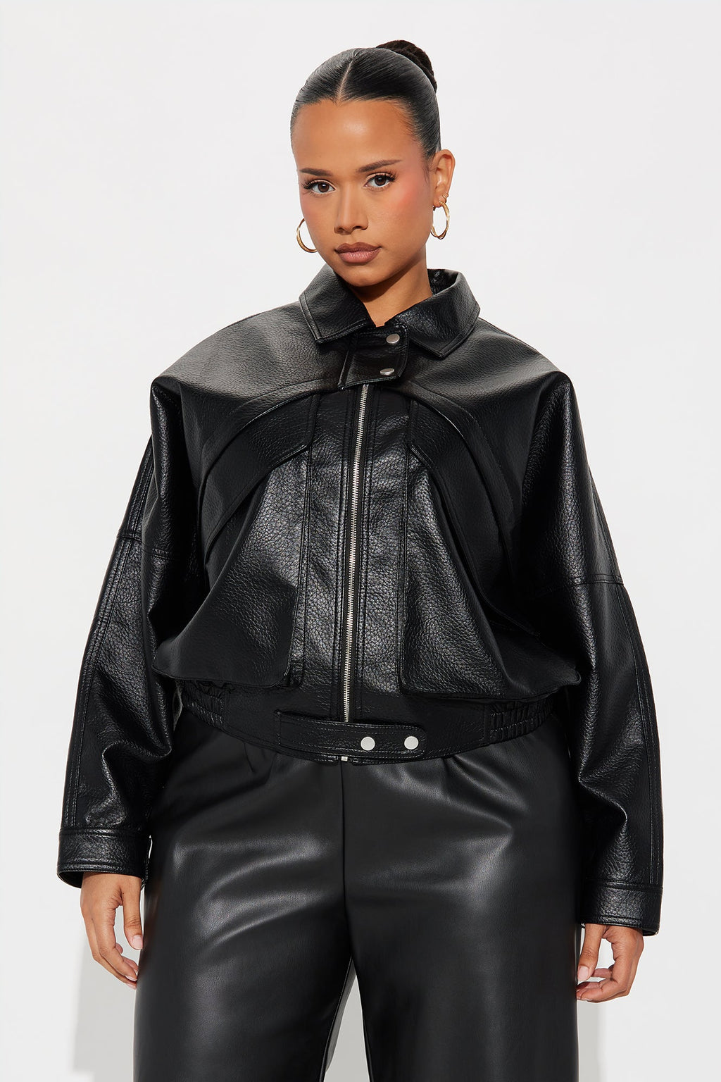 Your Loss Faux Leather Bomber Jacket - Black