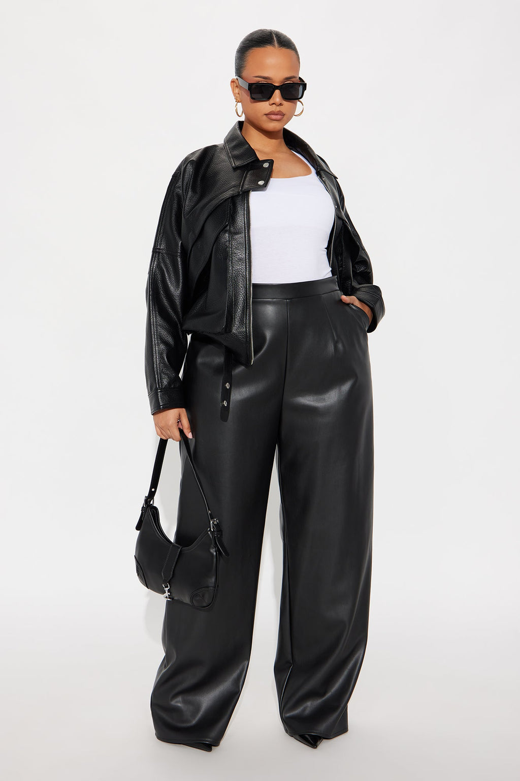 Your Loss Faux Leather Bomber Jacket - Black