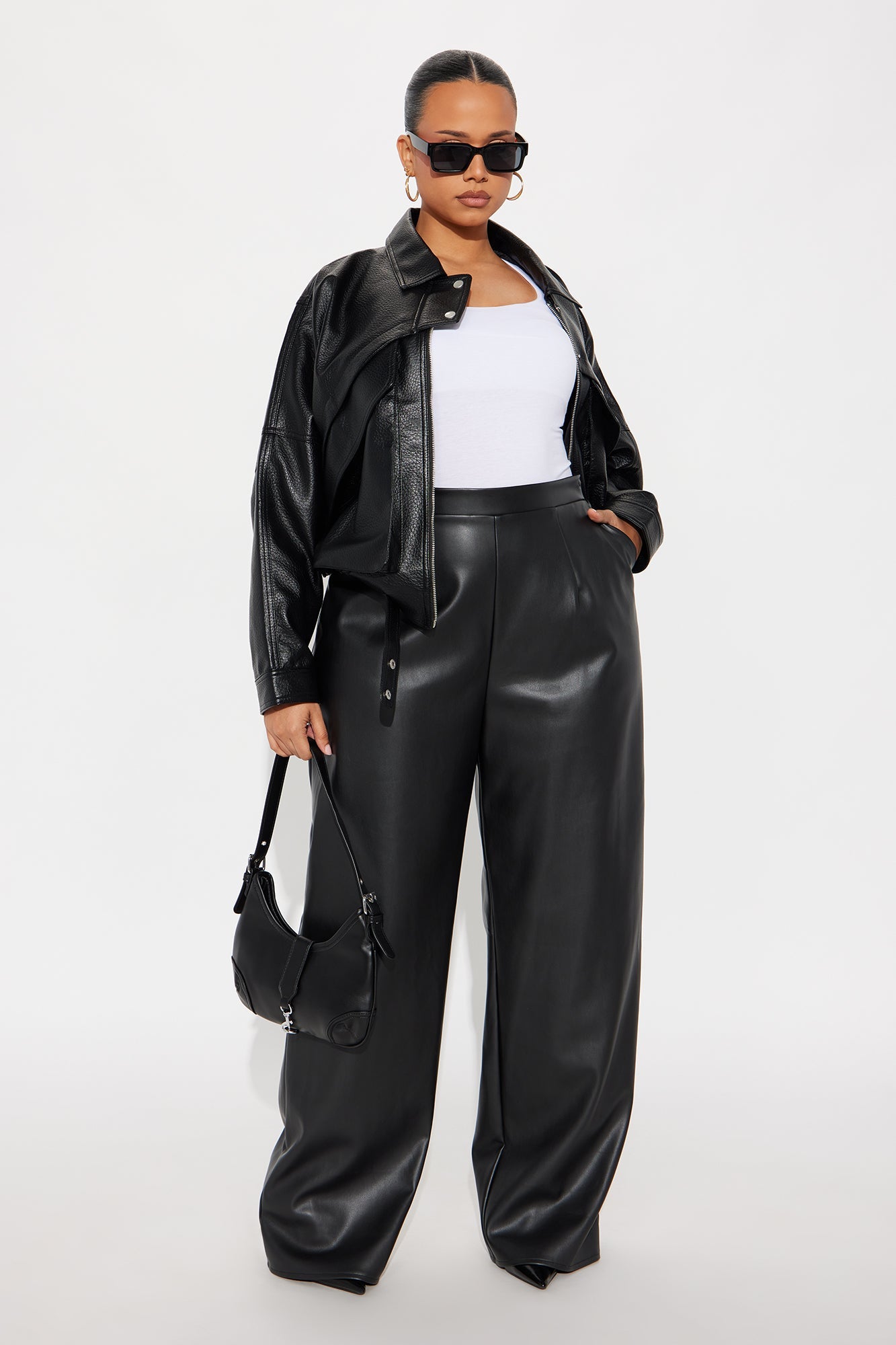 Your Loss Faux Leather Bomber Jacket - Black