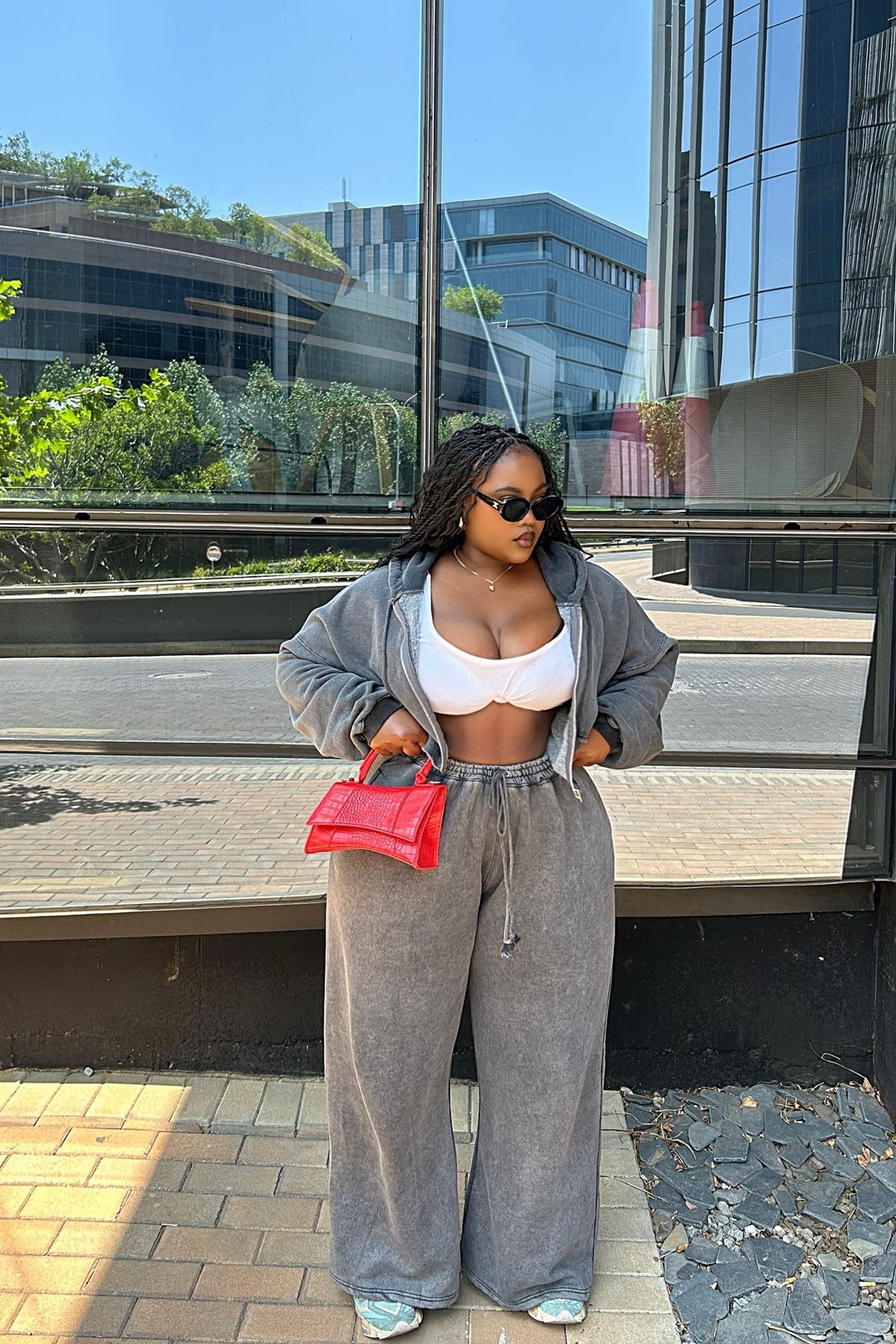 On The Go Fleece Pant Set - Charcoal