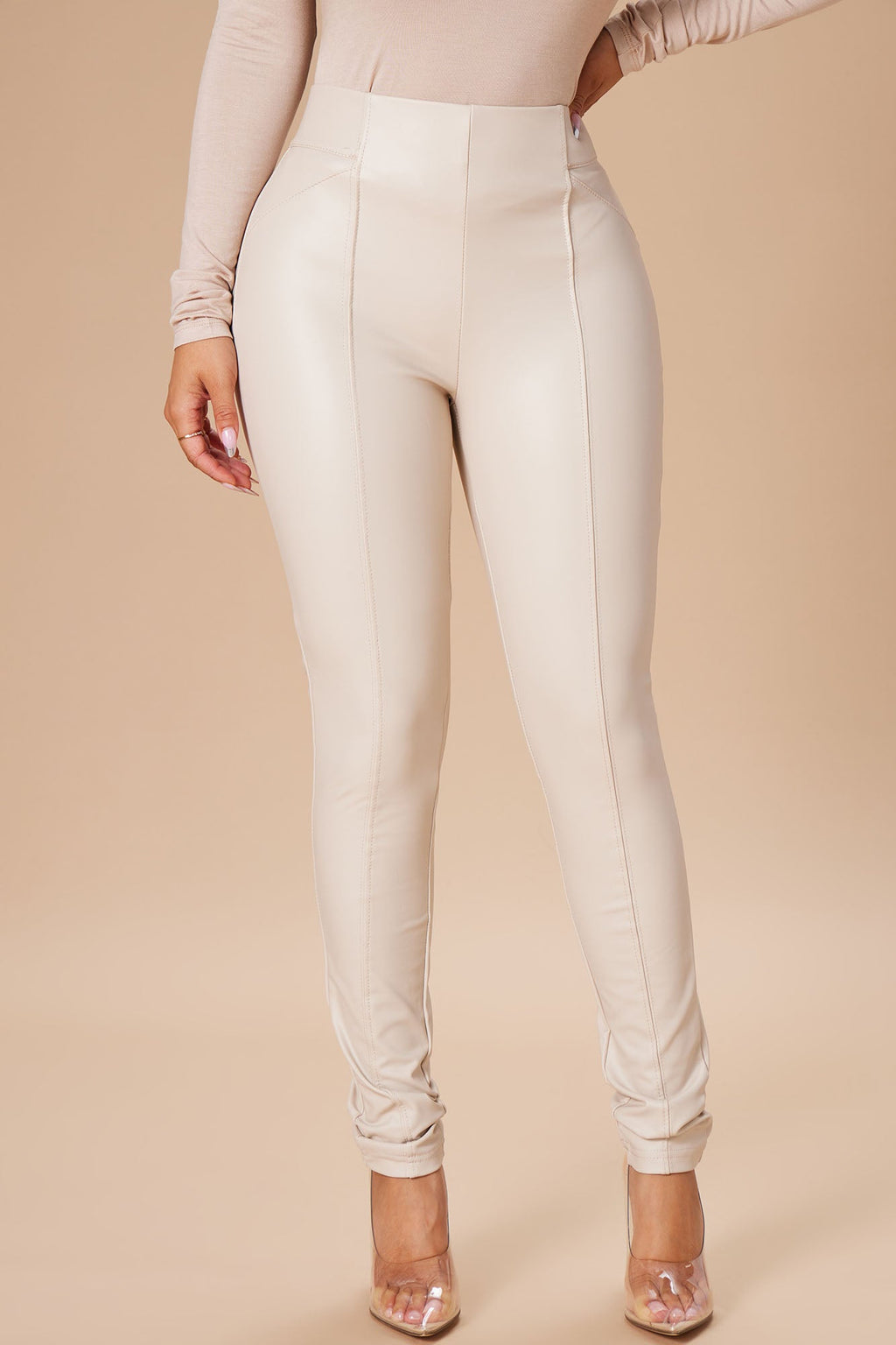 All Eyes On You Faux Leather Leggings - Ivory