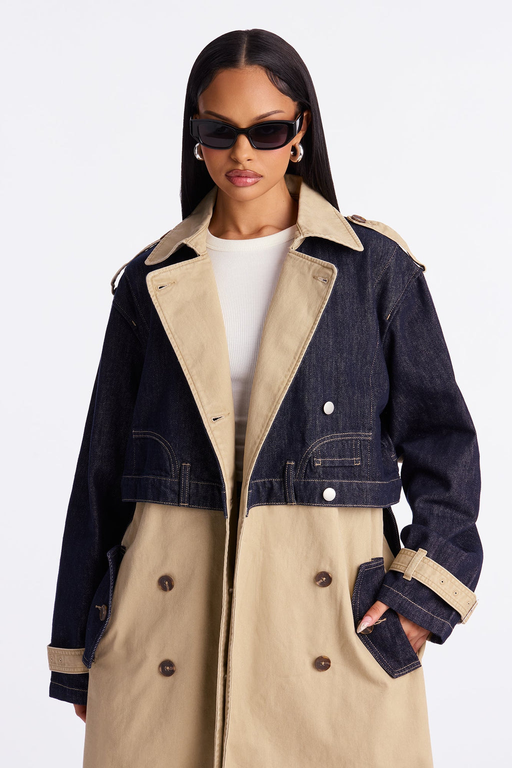 Uncovered Secrets Denim Trench Coat - Dark Wash