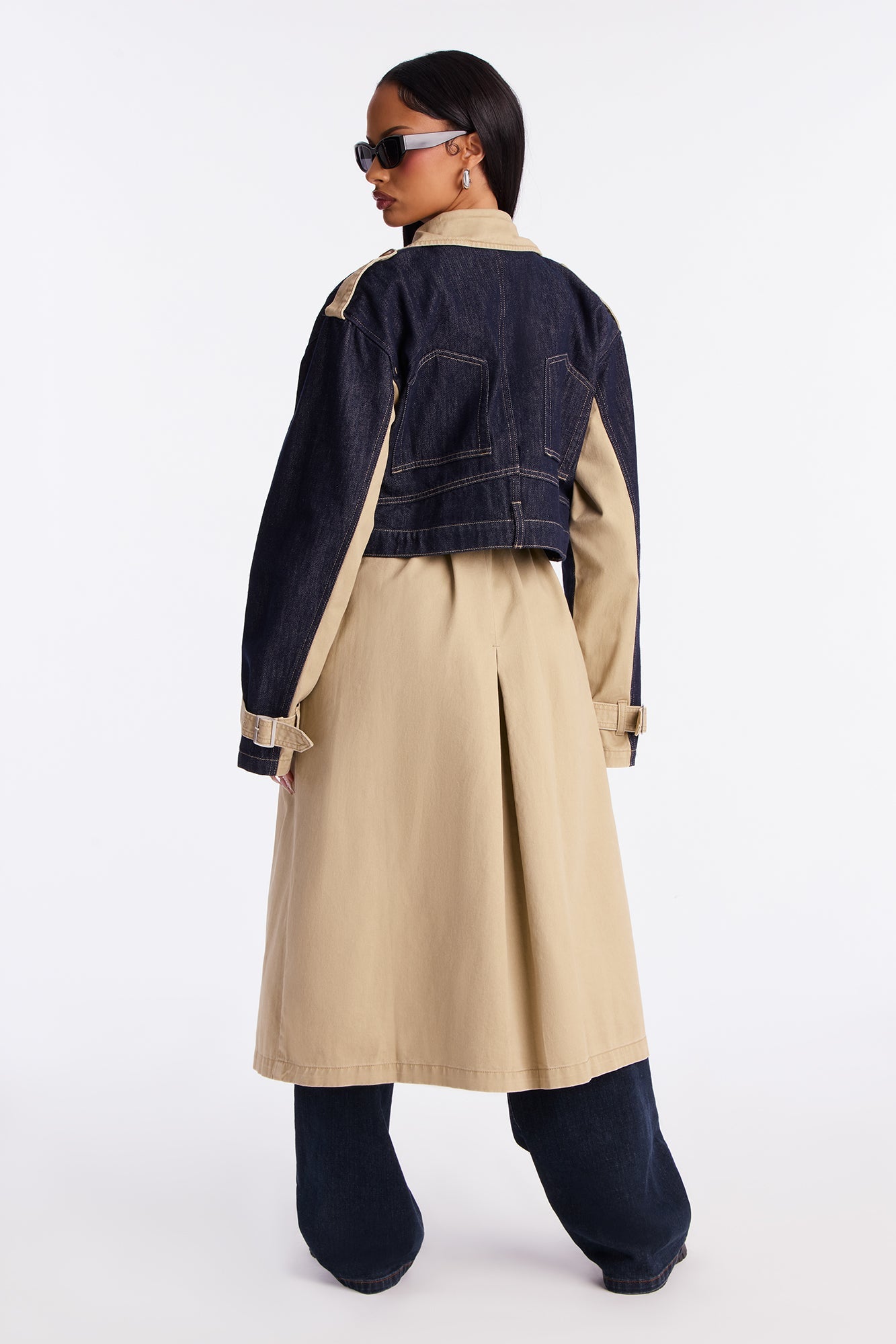 Uncovered Secrets Denim Trench Coat - Dark Wash