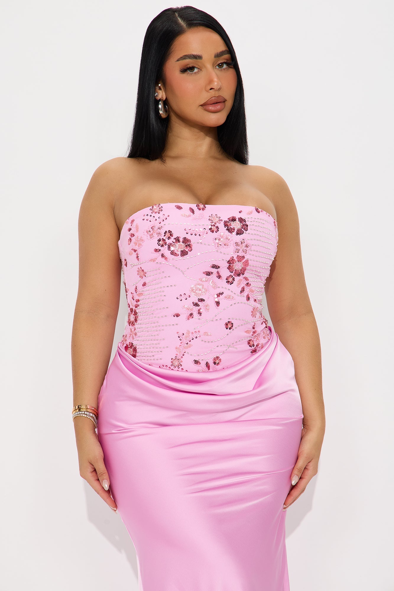 Obviously Glam Embellished Maxi Gown - Pink