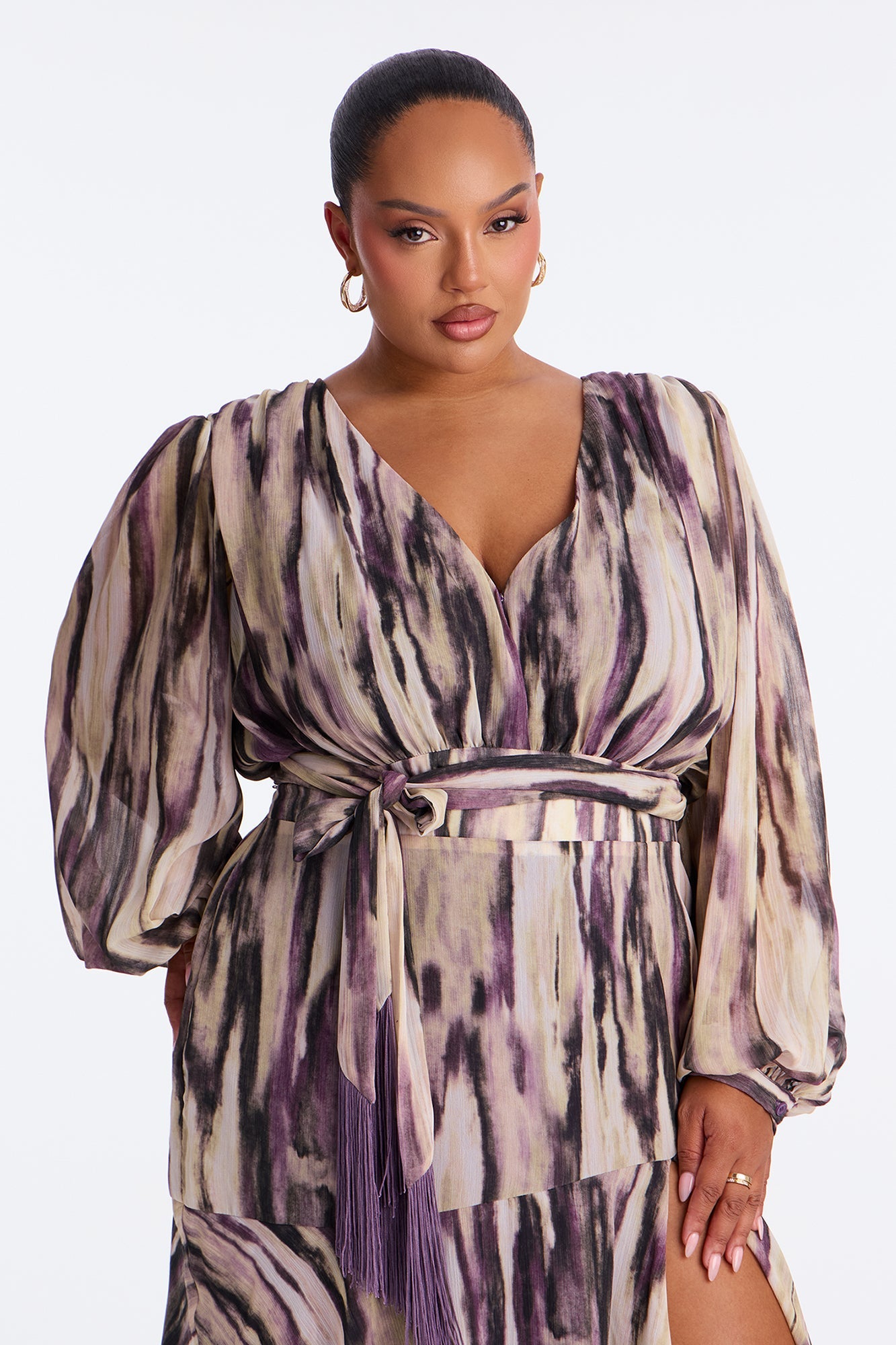 Soft Smile Chiffon Maxi Dress - Brown/combo