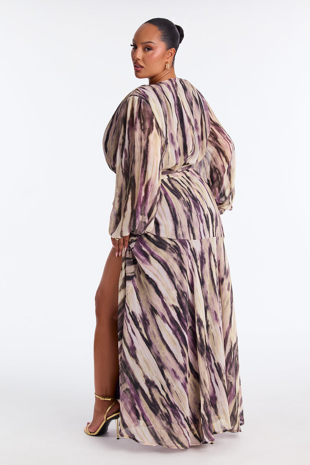 Soft Smile Chiffon Maxi Dress - Brown/combo
