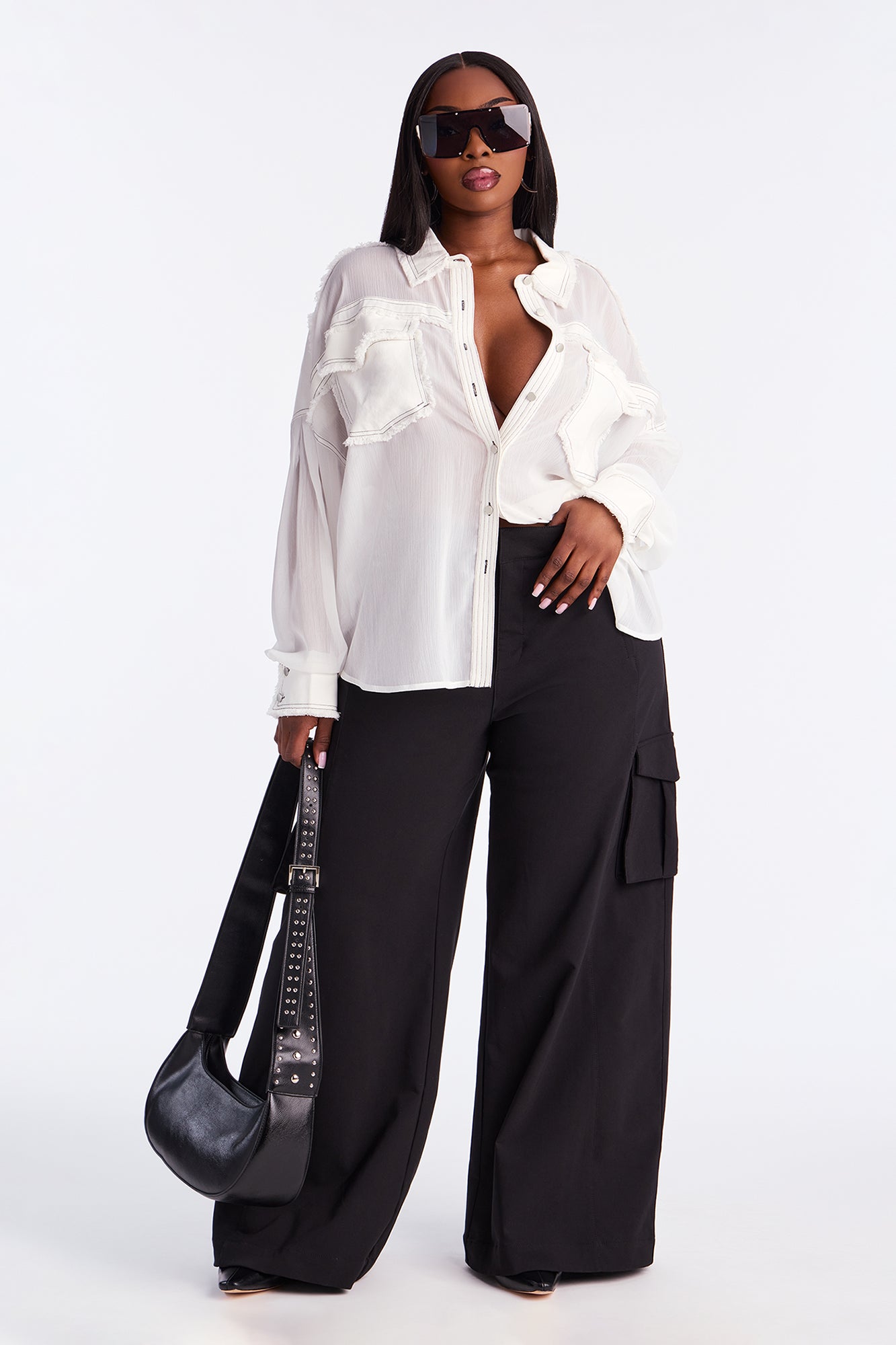Rebel Heart Extreme Wide Leg Cargo Pant 32″ - Black