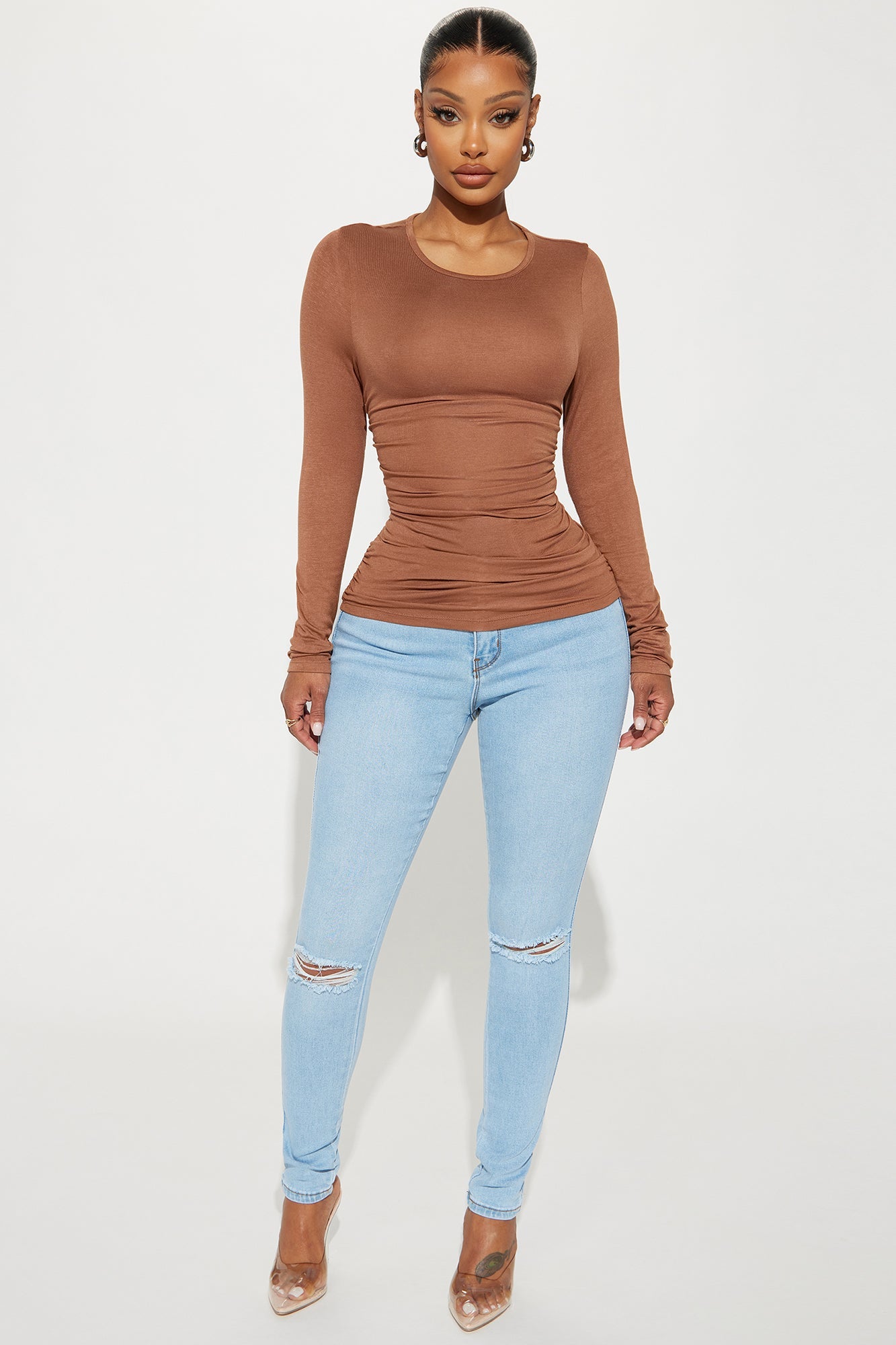 Raven Ruched Top - Mocha