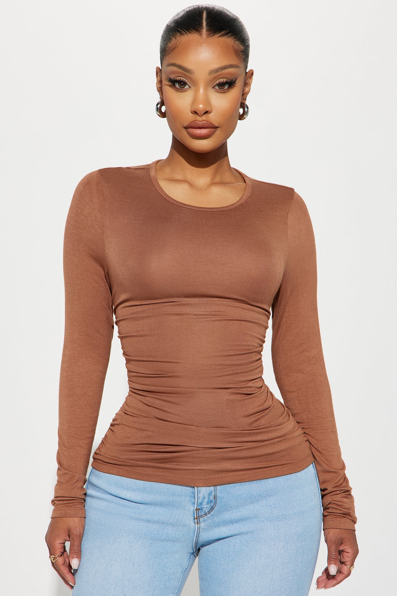 Raven Ruched Top - Mocha