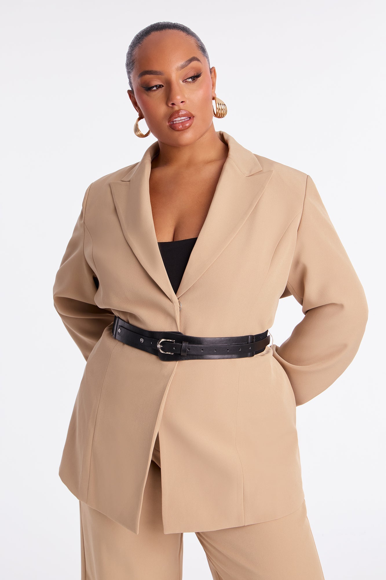 Power Boss Babe Blazer Pant Set - Taupe