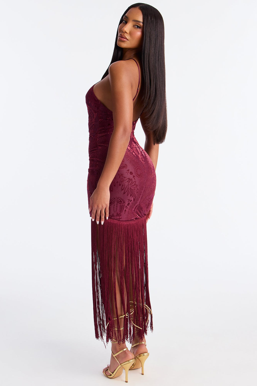 Belle Of The Ball Fringe Trim Mini Dress - Burgundy