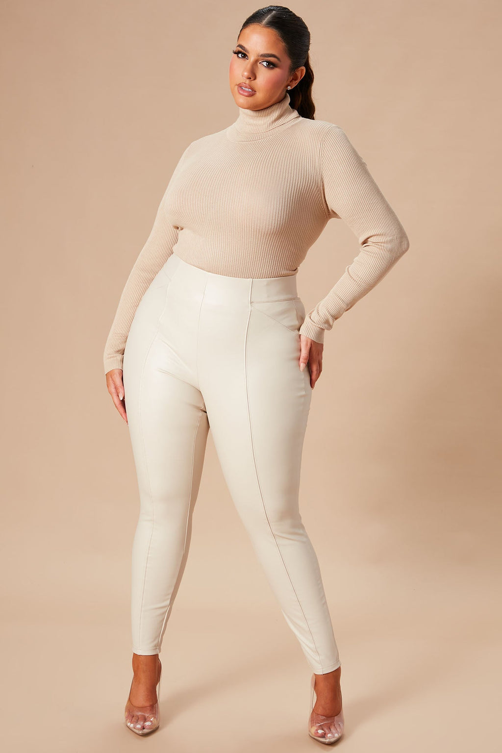 All Eyes On You Faux Leather Leggings - Ivory