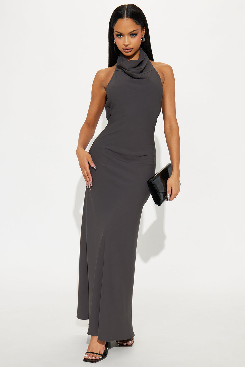 Truly Known Backless Maxi Dress - Grey