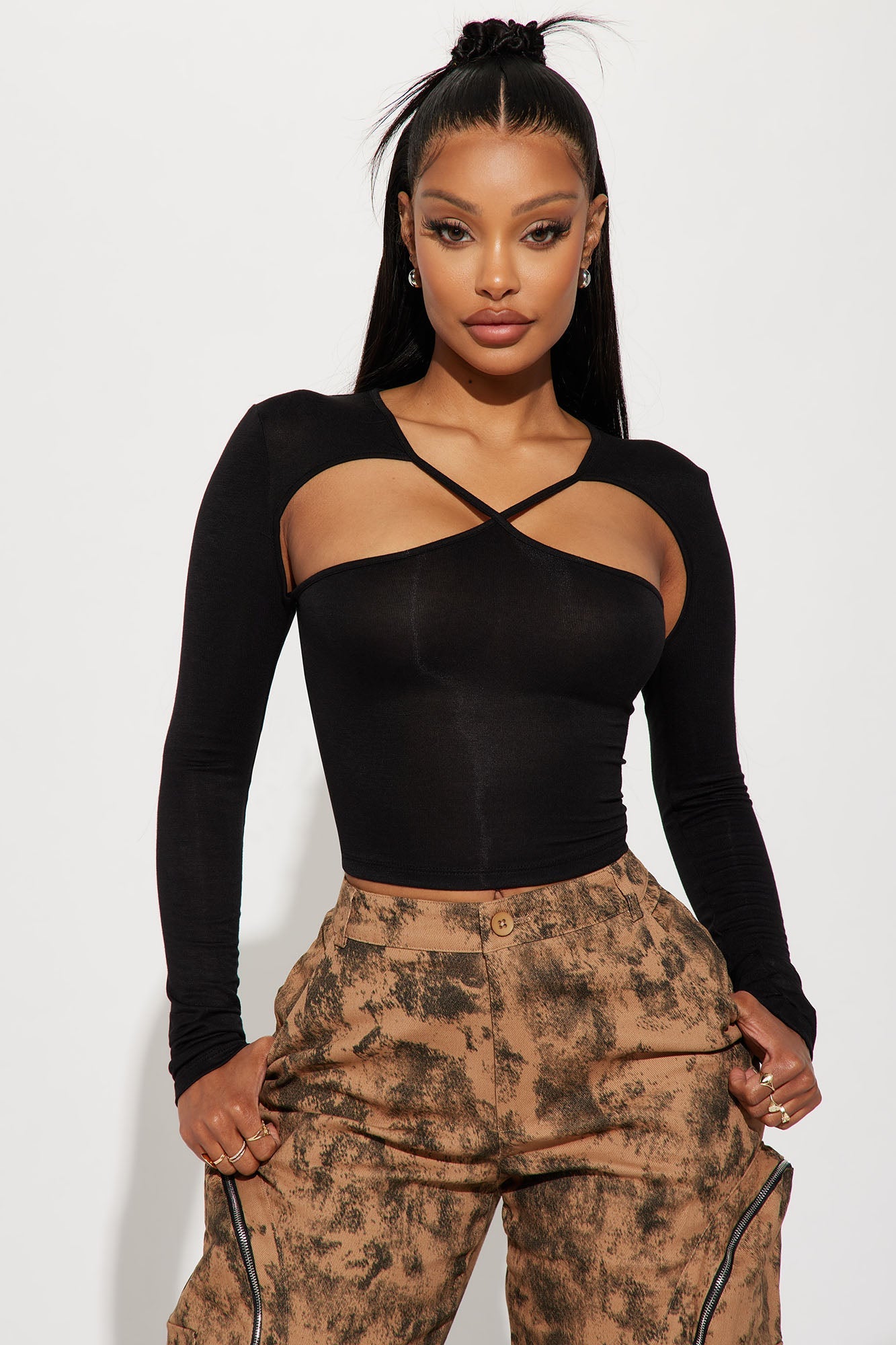 Courtney Cut Out Top - Black