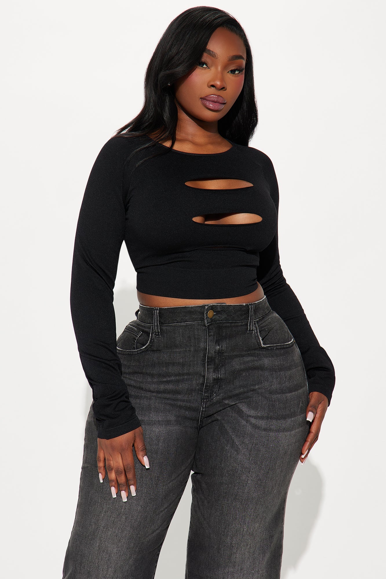 I'm The Topic Crop Top - Black
